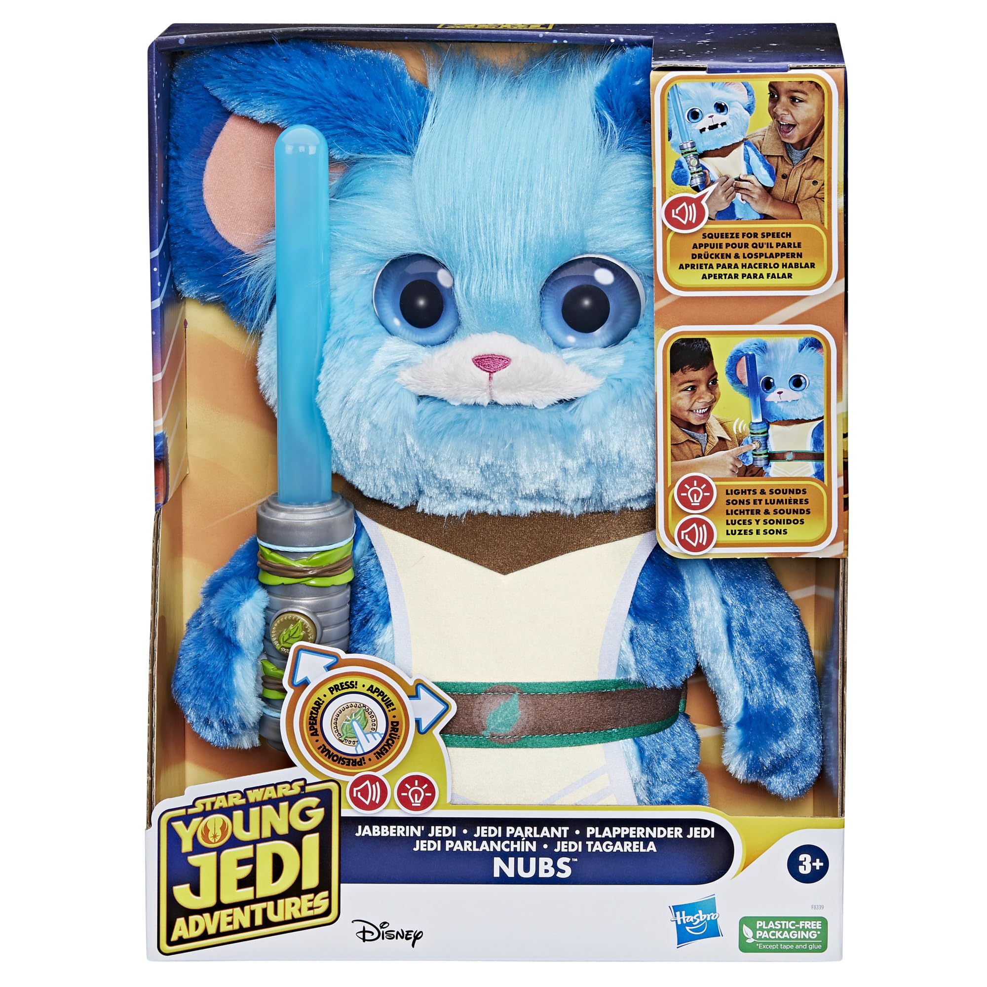 Star Wars Young Jedi Adventures Jabberin' Jedi Nubs Electronic Plush Toy with Lights & Sounds - Interactive Preschool Toy for 3 Year Old Boys & Girls - Perfect for Playtime, Storytelling & Jedi Training Fun