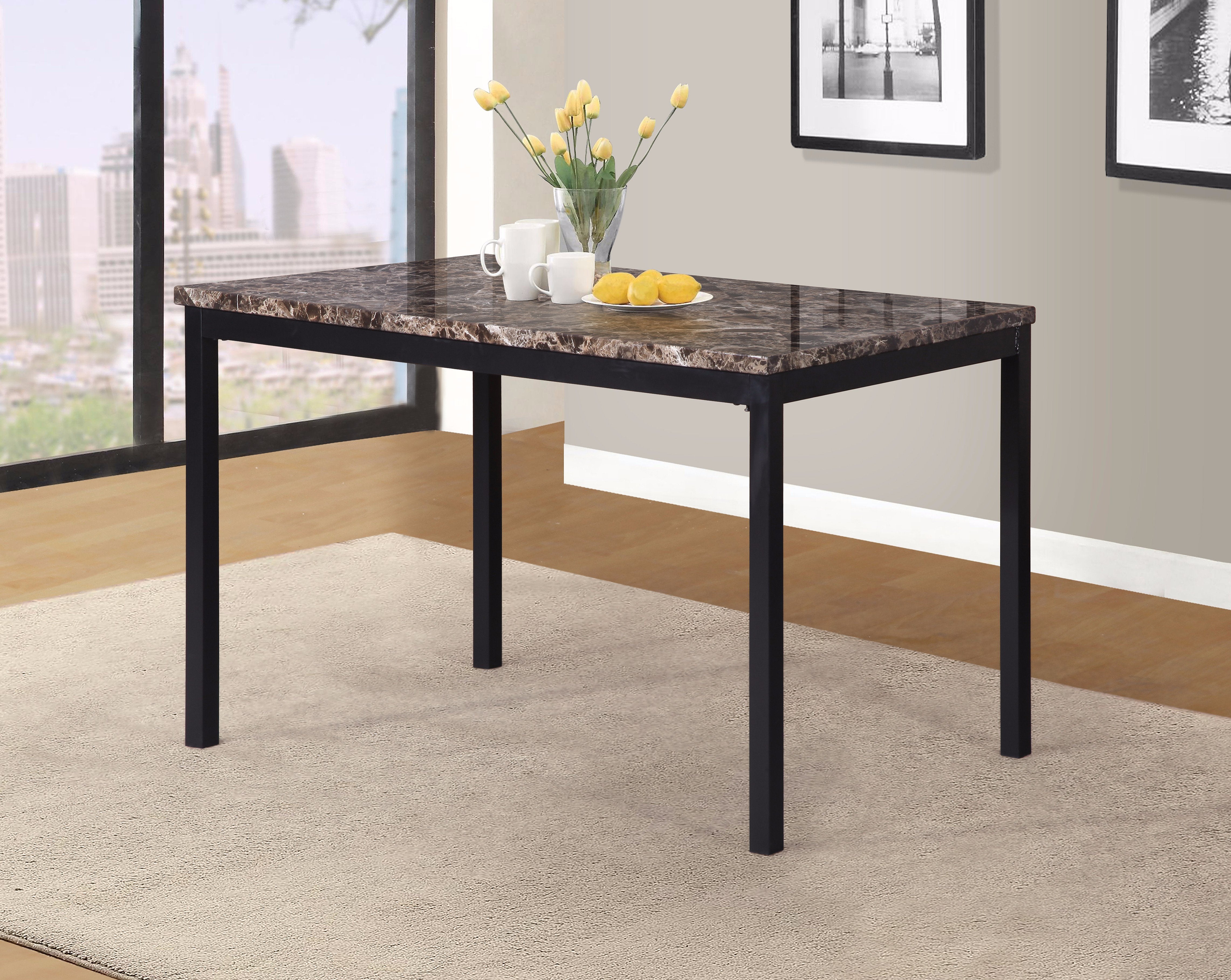Roundhill Furniture Citico 5-Piece Metal Dinette Set with White Laminated Faux Marble Top - Perfect for Kitchen, Dining Room, and Outdoor Patio