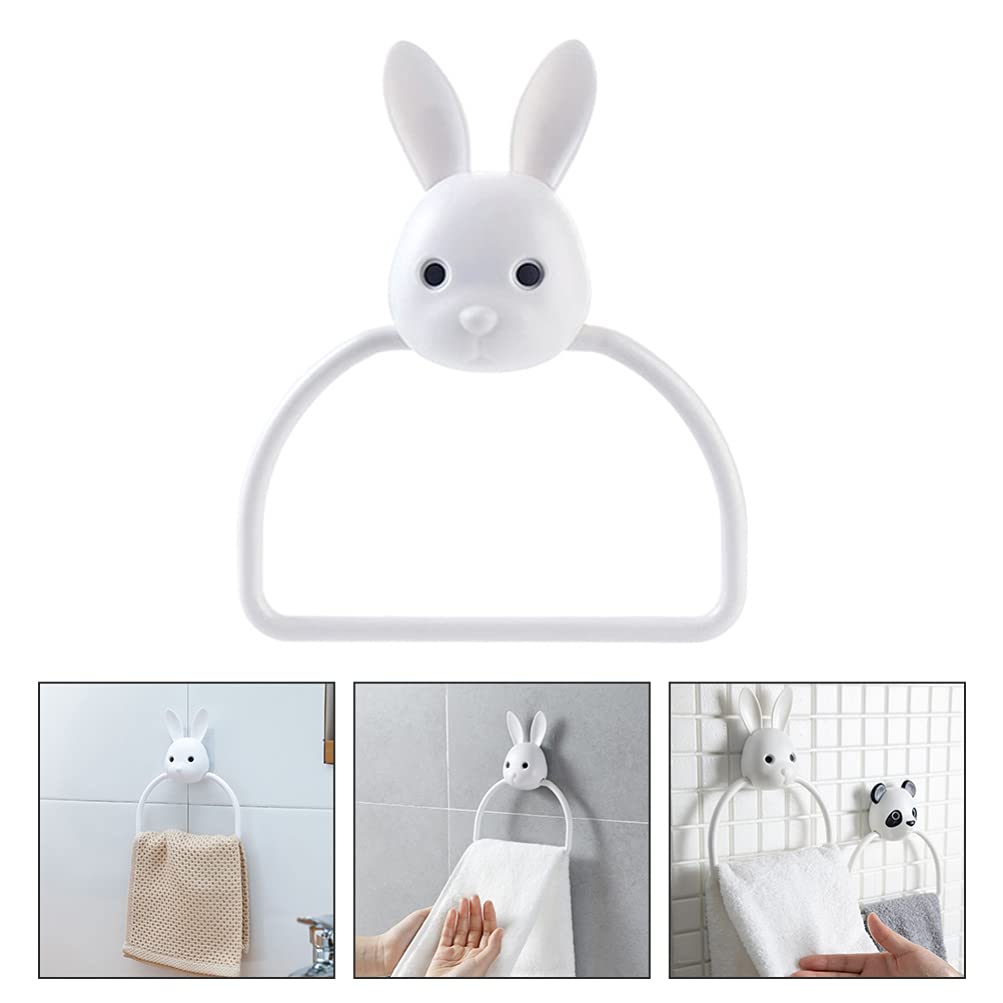Baluue White ABS Bathroom Towel Ring - 1pc Wall Mounted Paper Towel Holder & Storage Rack for Bathroom, Kitchen, and Laundry Room Organization