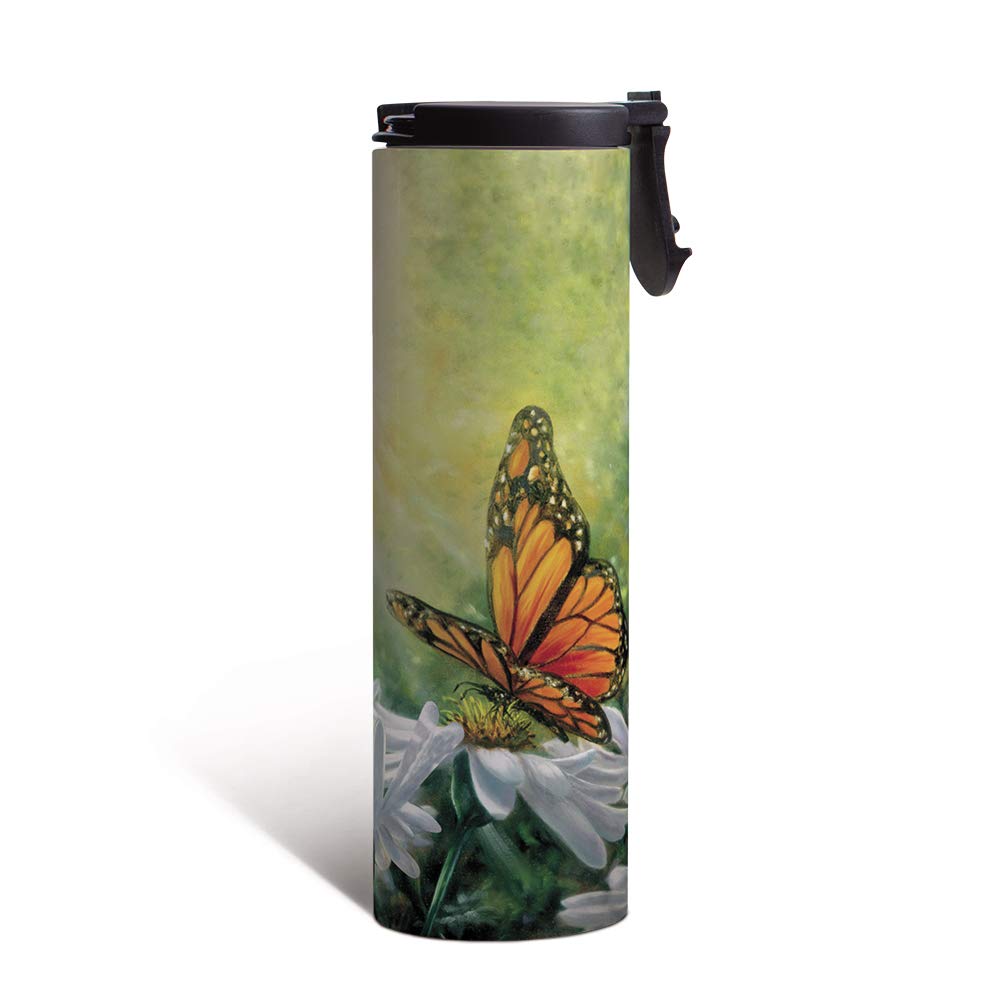 Stainless Steel Vacuum Insulated Travel Coffee Mug - Tree-Free Greetings Barista Tumbler, 20oz Insulated Cup for Hot & Cold Drinks | Perfect for Office, Commuting & Outdoor Adventures | Monarch Butterfly Design