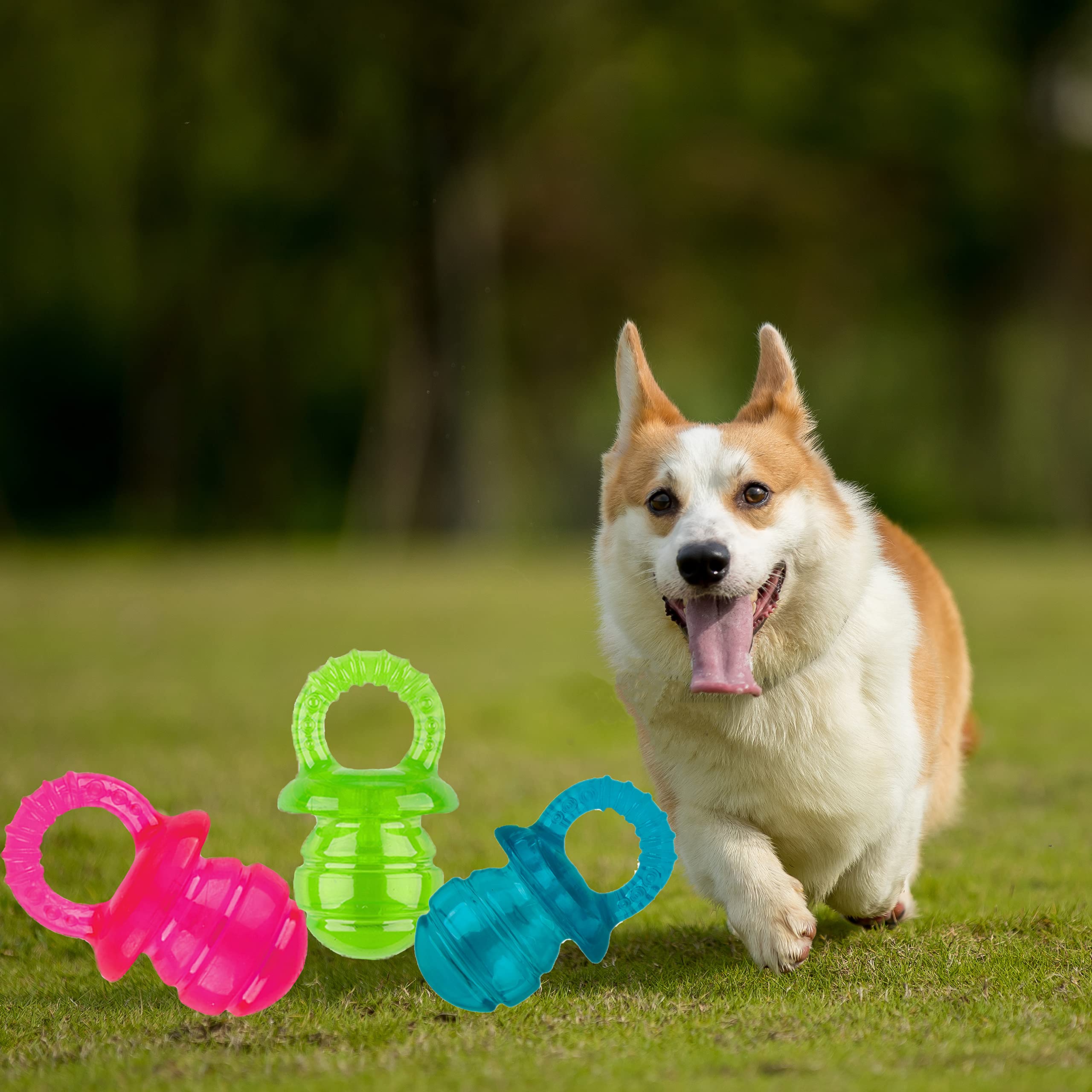 Durable Dog Chewing Toys for Small & Medium Dogs - 5 Inch Squeaky Puppy Pacifier Teething Toy (Blue) - Perfect for Puppy Teething Relief & Playtime Fun
