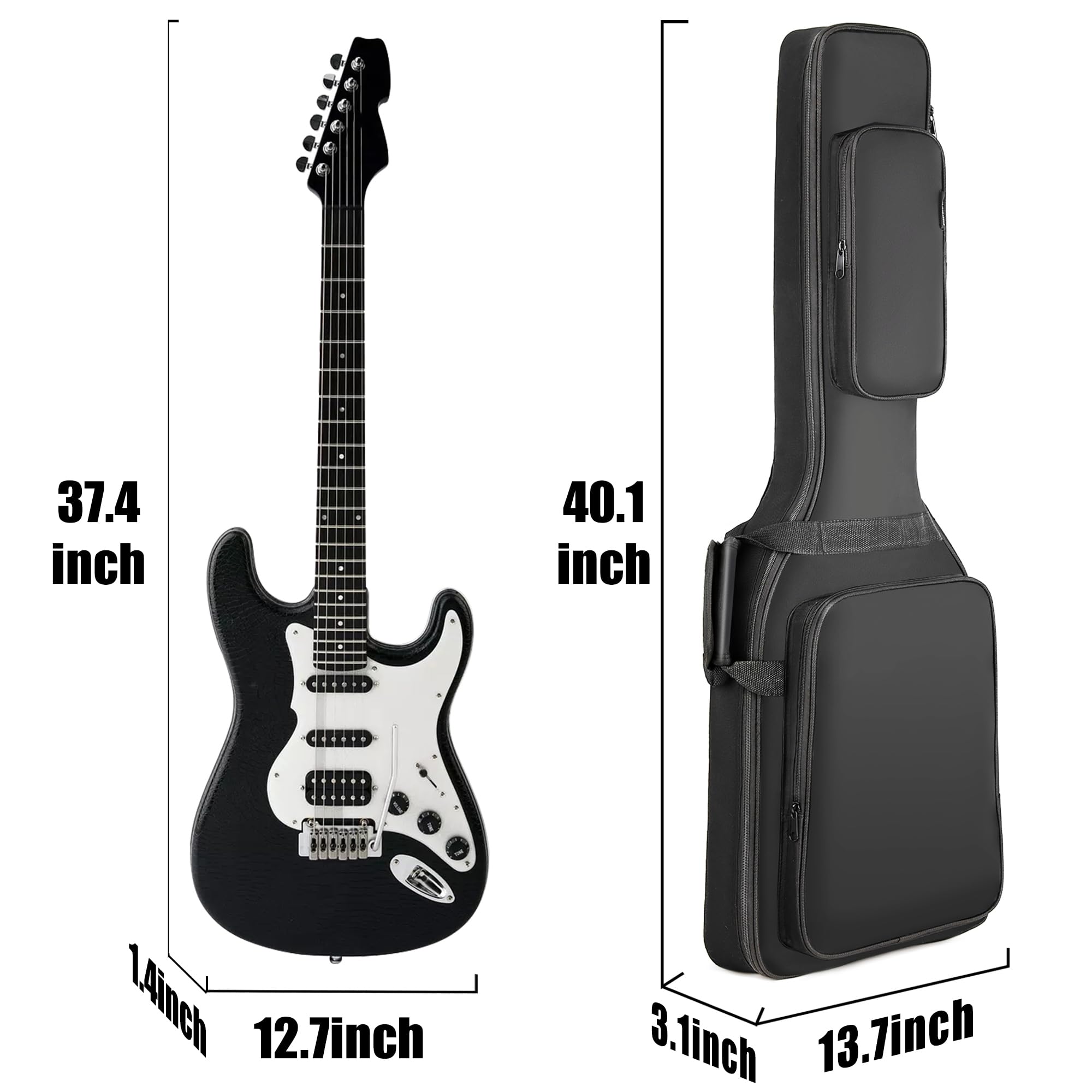 **39 Inch Electric Guitar Gig Bag with Neck Pillow & 0.35in Padding - Adjustable Shoulder Straps - Durable Protective Case for Travel & Storage**    *(Perfect for Musicians, Bands, Gigs & Safe Transport of Your Electric Guitar)*