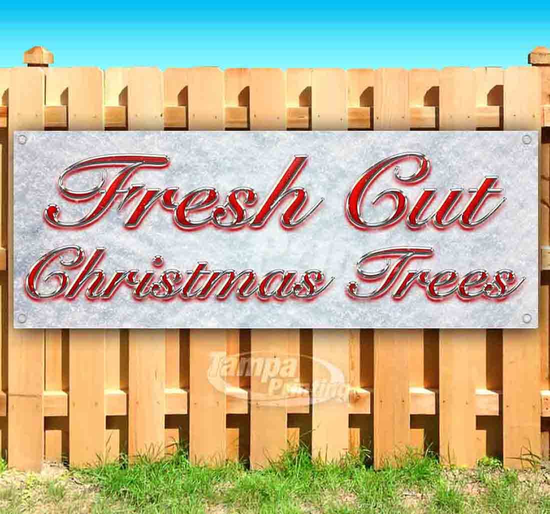 Premium 13 oz Heavy-Duty Vinyl Christmas Tree Banner - Non-Fabric, Single-Sided with Rustproof Metal Grommets | Perfect for Holiday Decorations, Storefront Displays & Festive Events