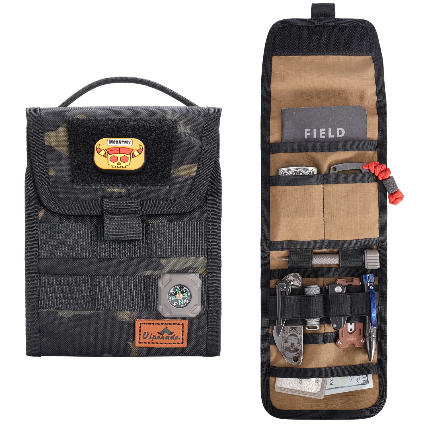 VIPERADE VE12 Folding EDC Organizer Pouch - Molle Compatible Tool Bag & Trifold Utility Pouch for Outdoor Gear, Tactical Equipment & Everyday Carry Essentials | Perfect for Camping, Hiking, Work & Travel Organization