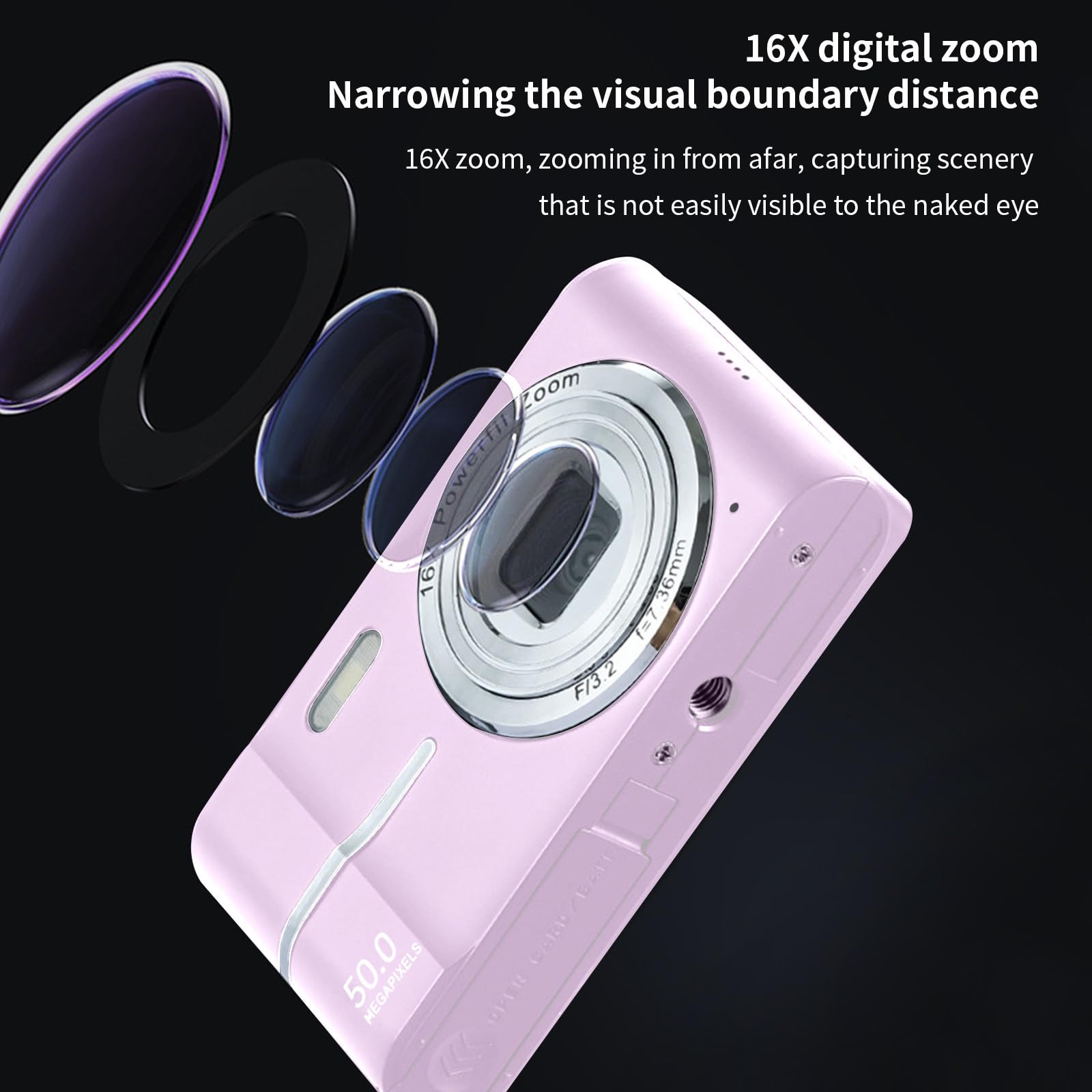 4K HD Digital Camera with 50MP Photos & 16x Zoom - Anti-Shake, Easy to Use for Beginners - Perfect Gift for Travel, Vlogging & Family Moments