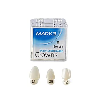Dental Polycarbonate Temporary Crowns for Anterior & Bicuspid Teeth - 5 Pack (102) - Perfect for Dental Offices, Emergency Tooth Repair & Cosmetic Dentistry Procedures