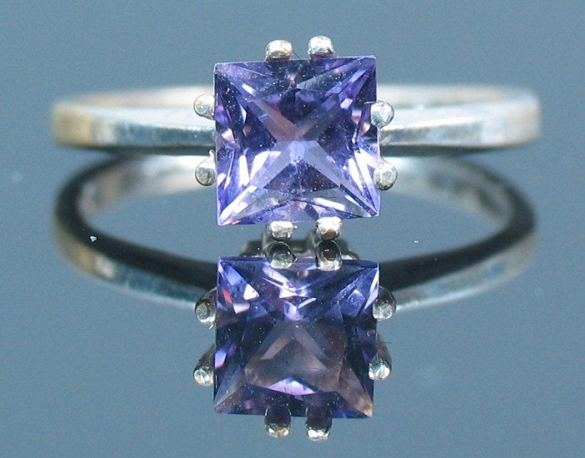 1.5ct Natural Amethyst Princess Cut Ring - Solid Sterling Silver or 14K Gold (Size 7) | VVS Eye Clean Solitaire | Perfect for Engagement, Anniversary & Special Occasion Gifts
