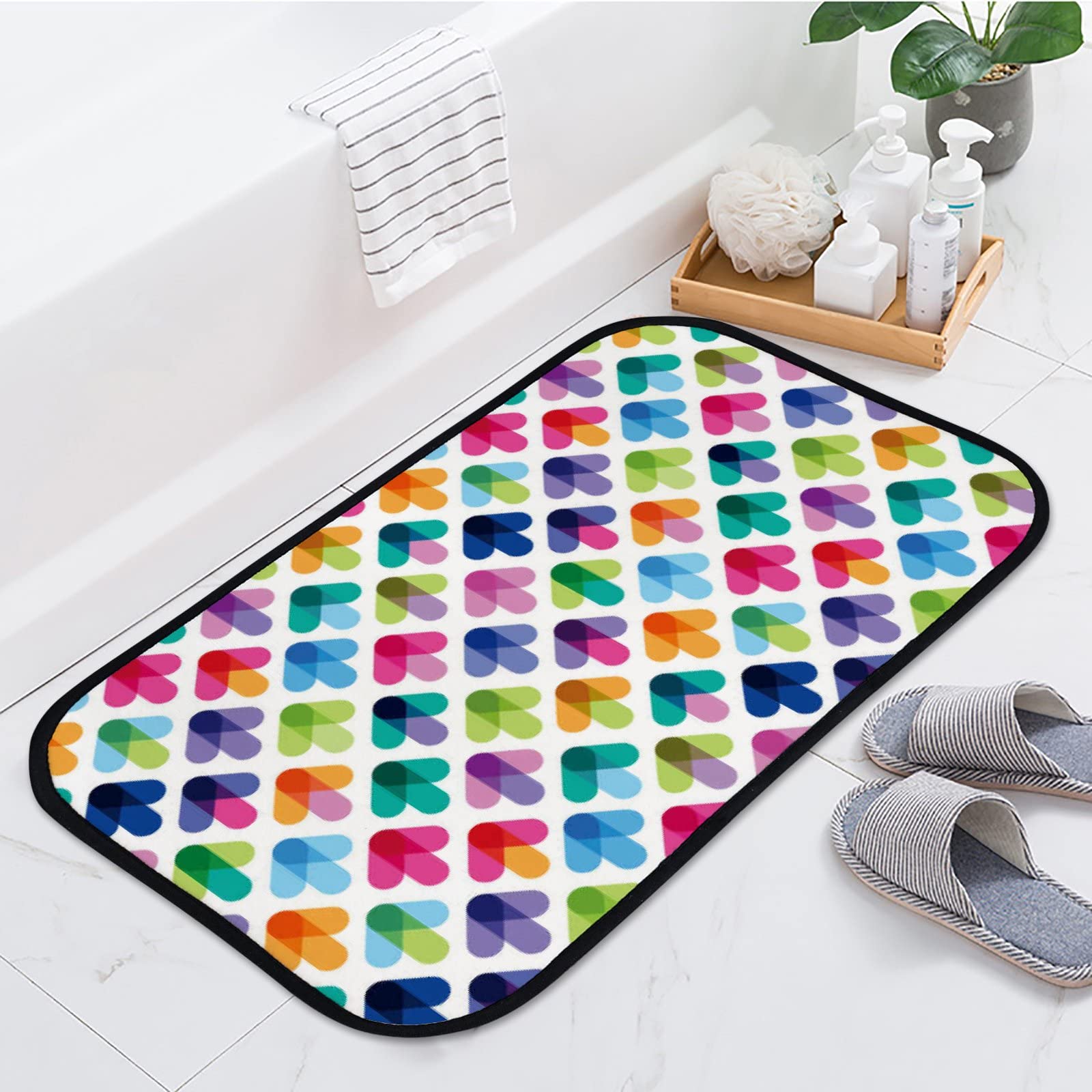 Soft Foam Non-Slip Washable Area Rug with Seamless Arrow Pattern - 31x20 Inch Kitchen & Bath Mat for Indoor/Outdoor Home Decor - Perfect for Entryways, Laundry Rooms and Pet Areas