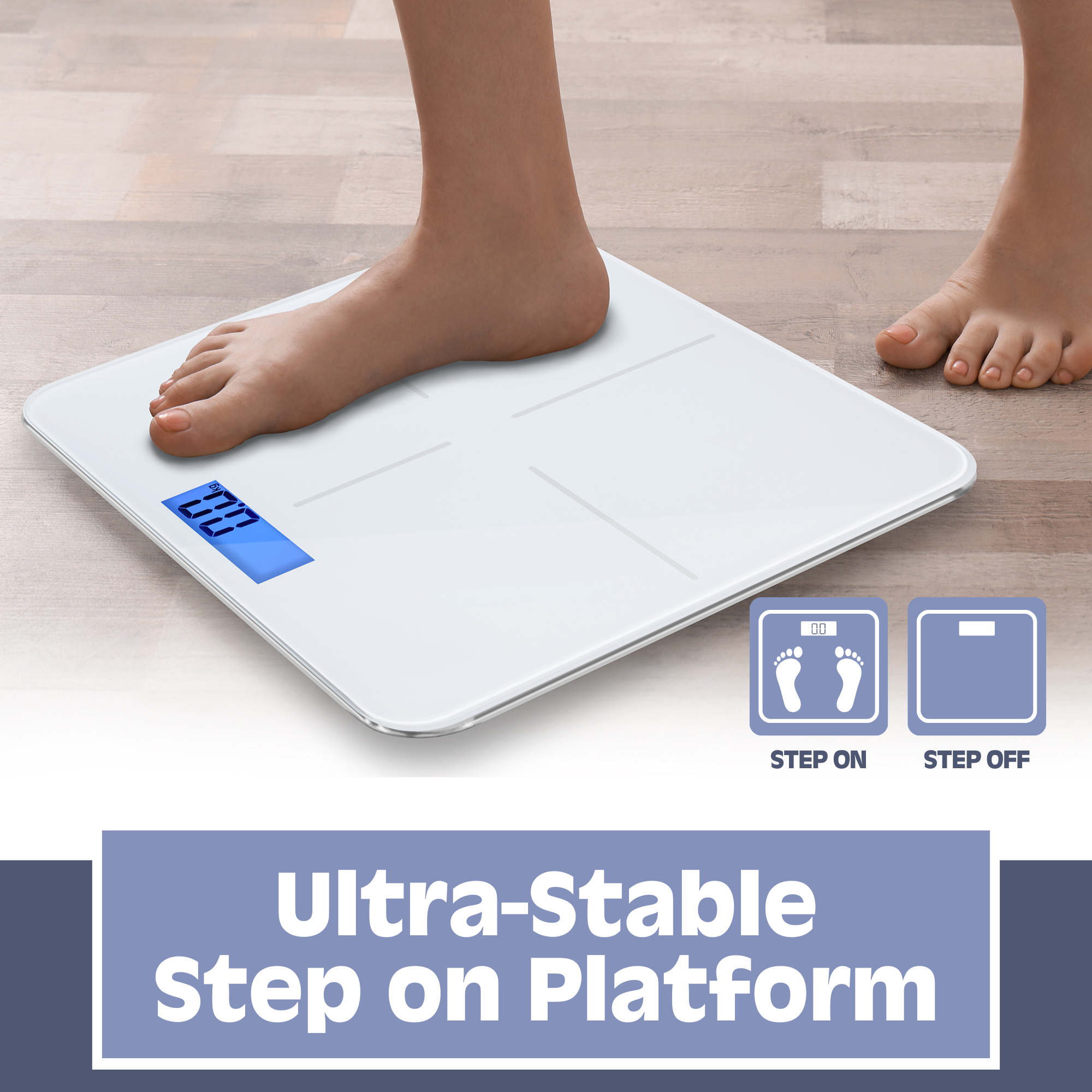 Smart Digital Bathroom Scale - Ultra Thin Auto Step-On Body Weight Scale with High Precision Sensors | Perfect for Home Gym, Fitness Tracking & Health Monitoring (White)