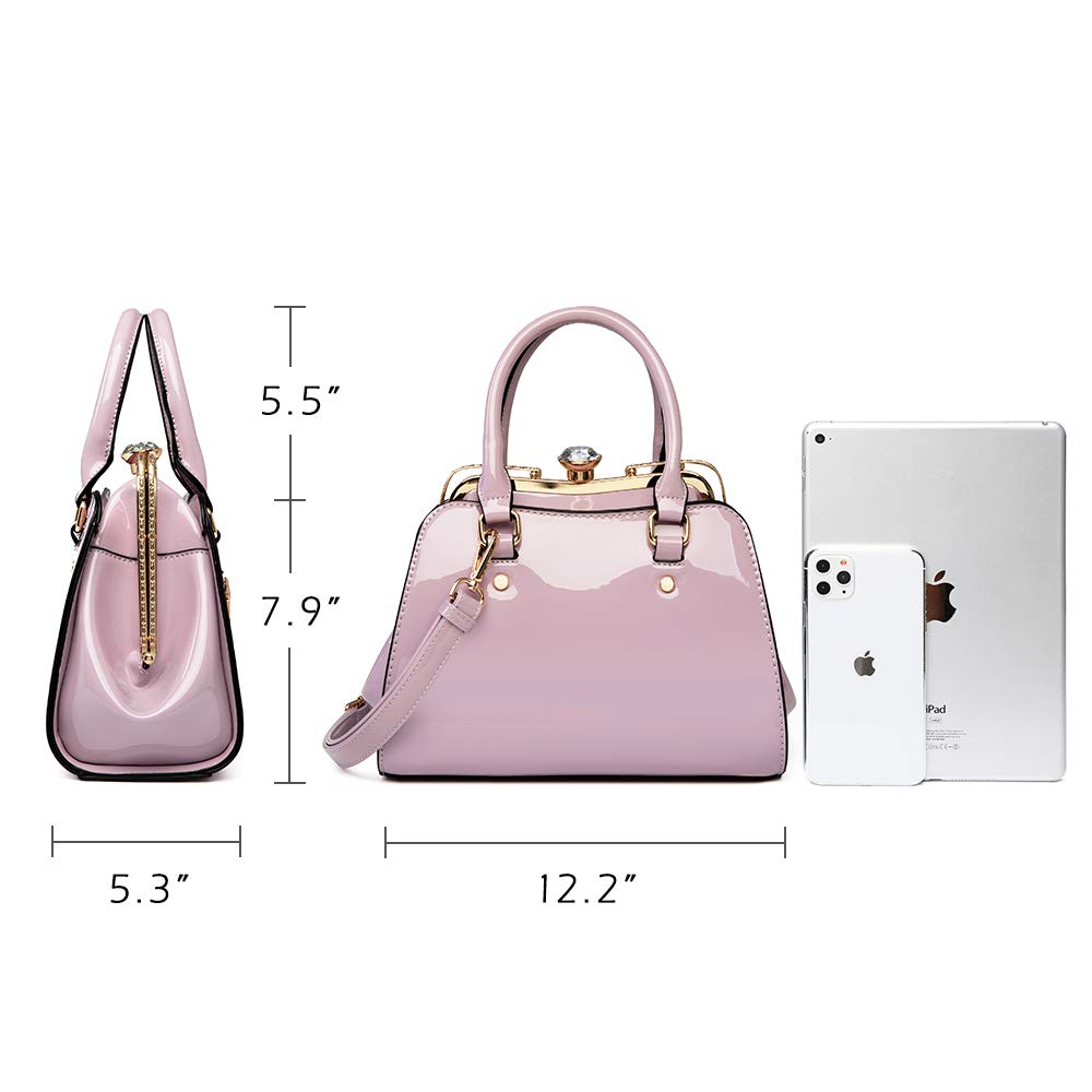 LJOSEIND Shiny Patent Leather Handbag for Women - Fashionable Shoulder Bag & Satchel Purse with Top Handle | Perfect for Work, Party & Daily Use
