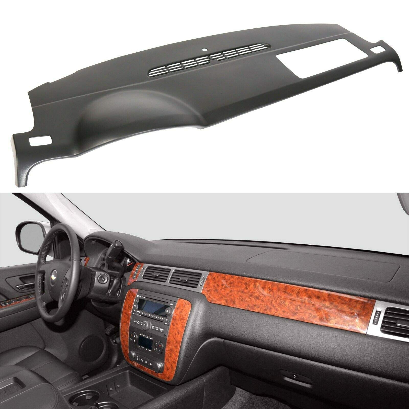 Black Dash Cover Cap for 2007-2014 Chevy Avalanche, Suburban, Tahoe & GMC Yukon - Universal Fit Sun Protection & Interior Upgrade - Perfect for Road Trips & Daily Commutes