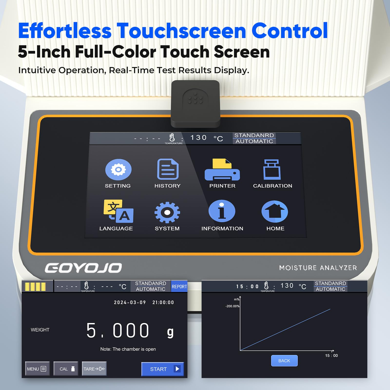 High-Precision Halogen Moisture Analyzer 110V~120V - Rapid Heating & Drying (40-160°C) with 5mg-110g Capacity for Food, Plants, Construction Materials | Ideal for Lab Testing, Quality Control & Industrial Moisture Measurement