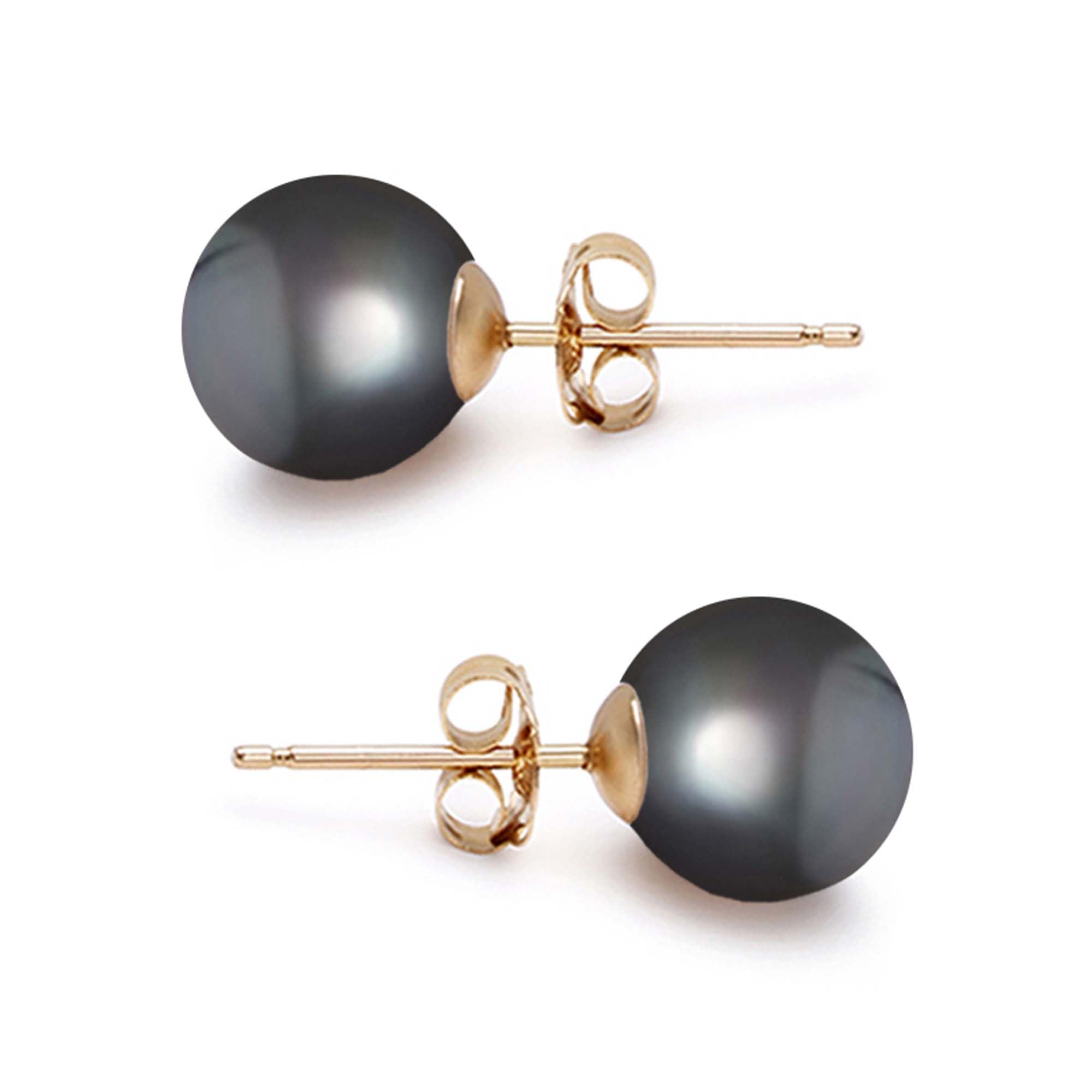 AAA Grade 5-10mm Japanese Freshwater Cultured Black Pearl Stud Earrings for Women - Sterling Silver Settings with Gift Box | Elegant Jewelry for Weddings, Parties & Daily Wear - Orien Jewelry