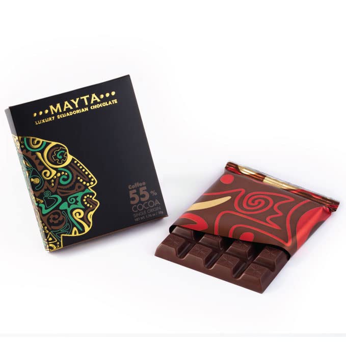 Mayta Gourmet Chocolate Bars - Premium Dark Chocolate with Ecuadorian Fine Aroma Cocoa, 55% Cacao & Coffee, Exotic Fruit Inclusions - 12 Pack (600g) - Perfect for Gifts, Desserts & Gourmet Snacking