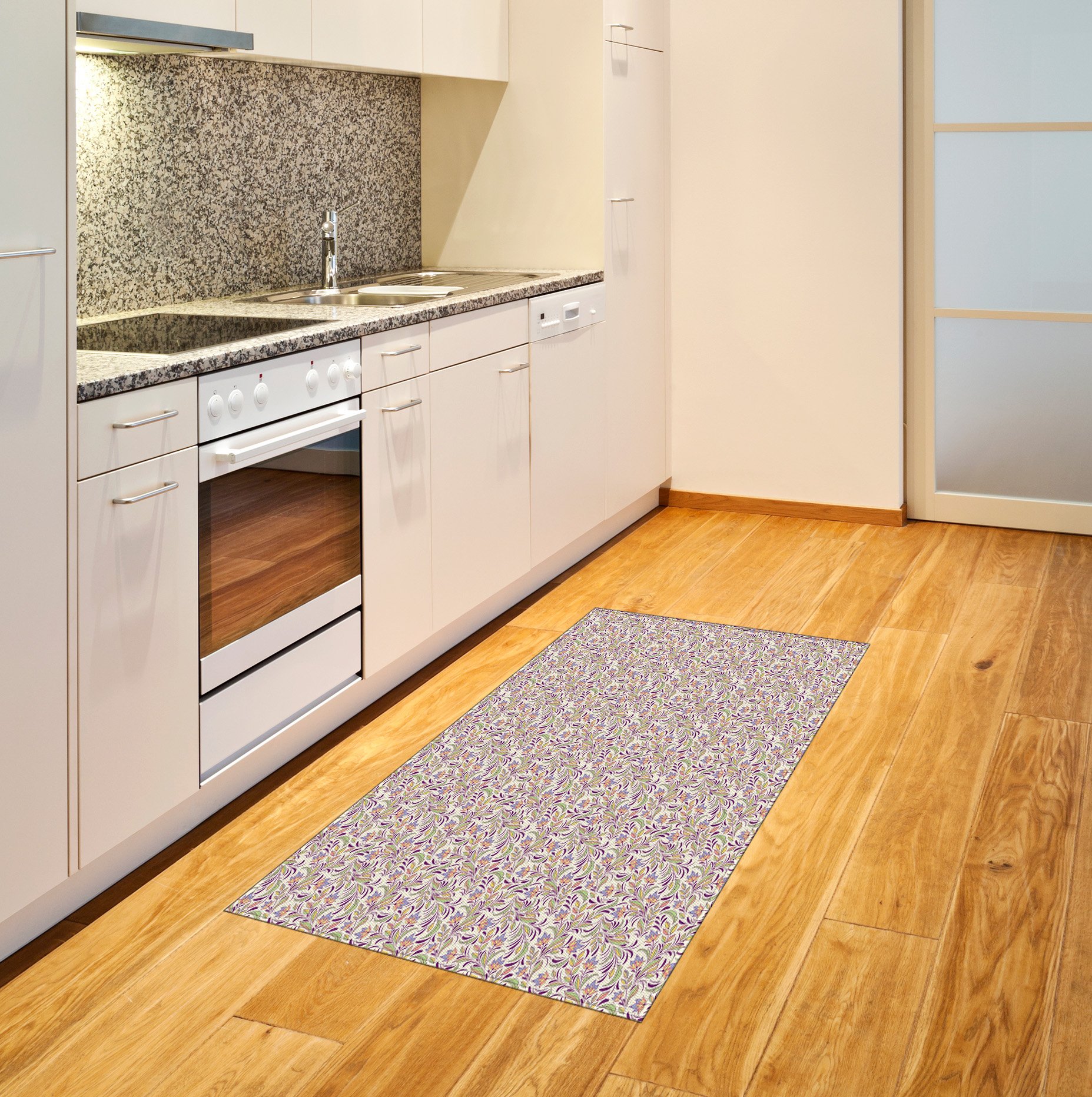 Ambesonne Abstract Floral Area Rug - Bouquet of Lilacs & Violets Spring Design, Non-Slip Flat Woven Accent Rug 2'6