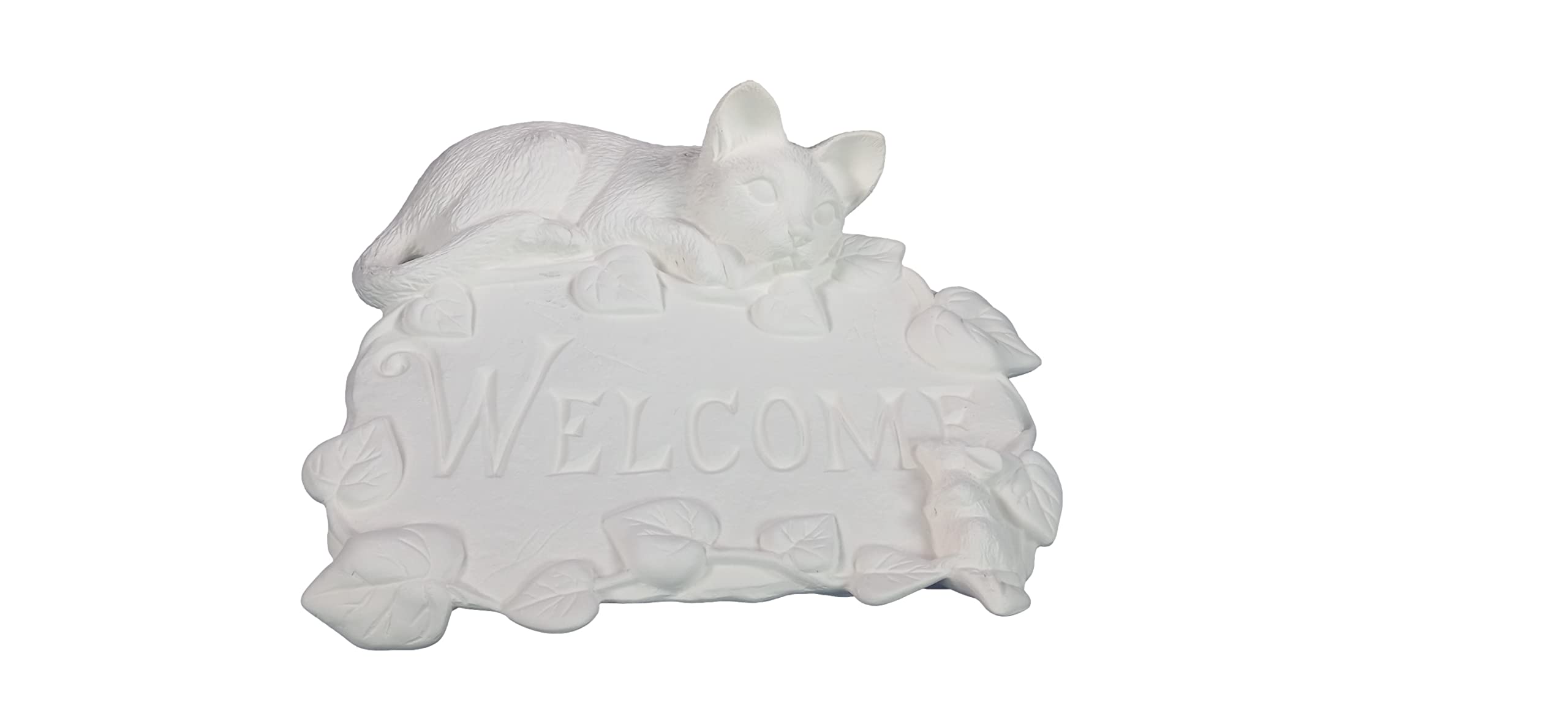 Custom Cat Welcome Plaque - Unpainted Ceramic Bisque for DIY Painting | Perfect for Pet Lovers & Home Decor