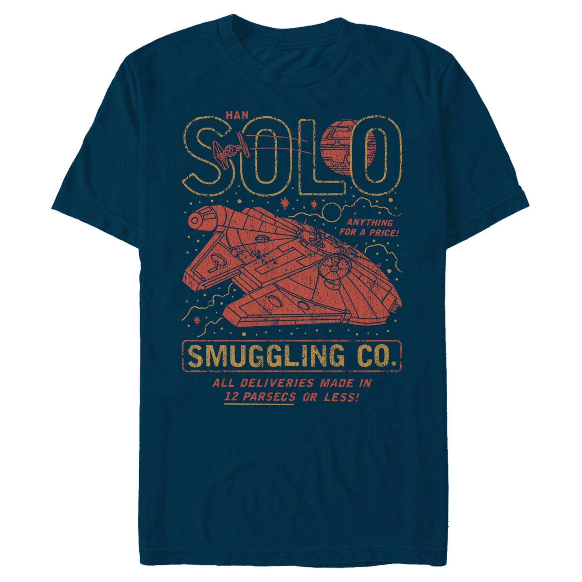 STAR WARS Men's Solo Smuggler Co. 12 Parsecs Graphic T-Shirt - Cool Han Solo Movie Tee for Fans, Gifts & Casual Wear