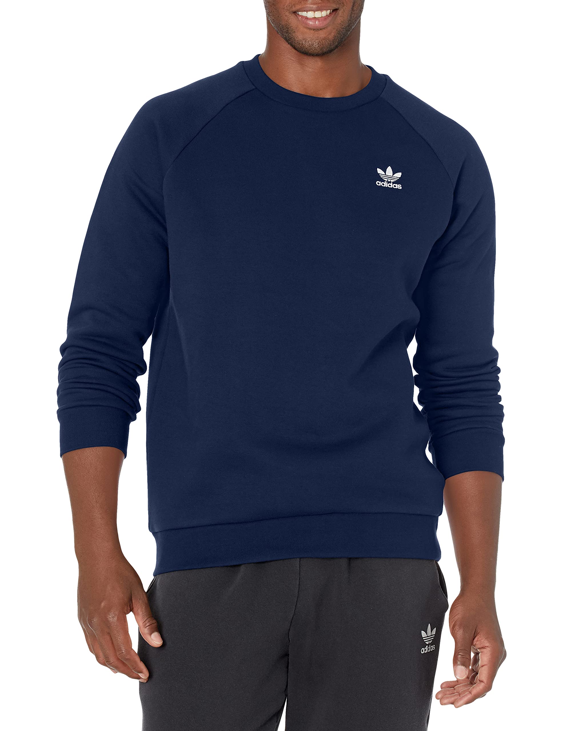 Adidas Originals Men's Adicolor Essentials Trefoil Crewneck Sweatshirt | Casual Cotton Pullover Hoodie for Streetwear & Gym | Perfect for Everyday Wear, Workouts & Lounge