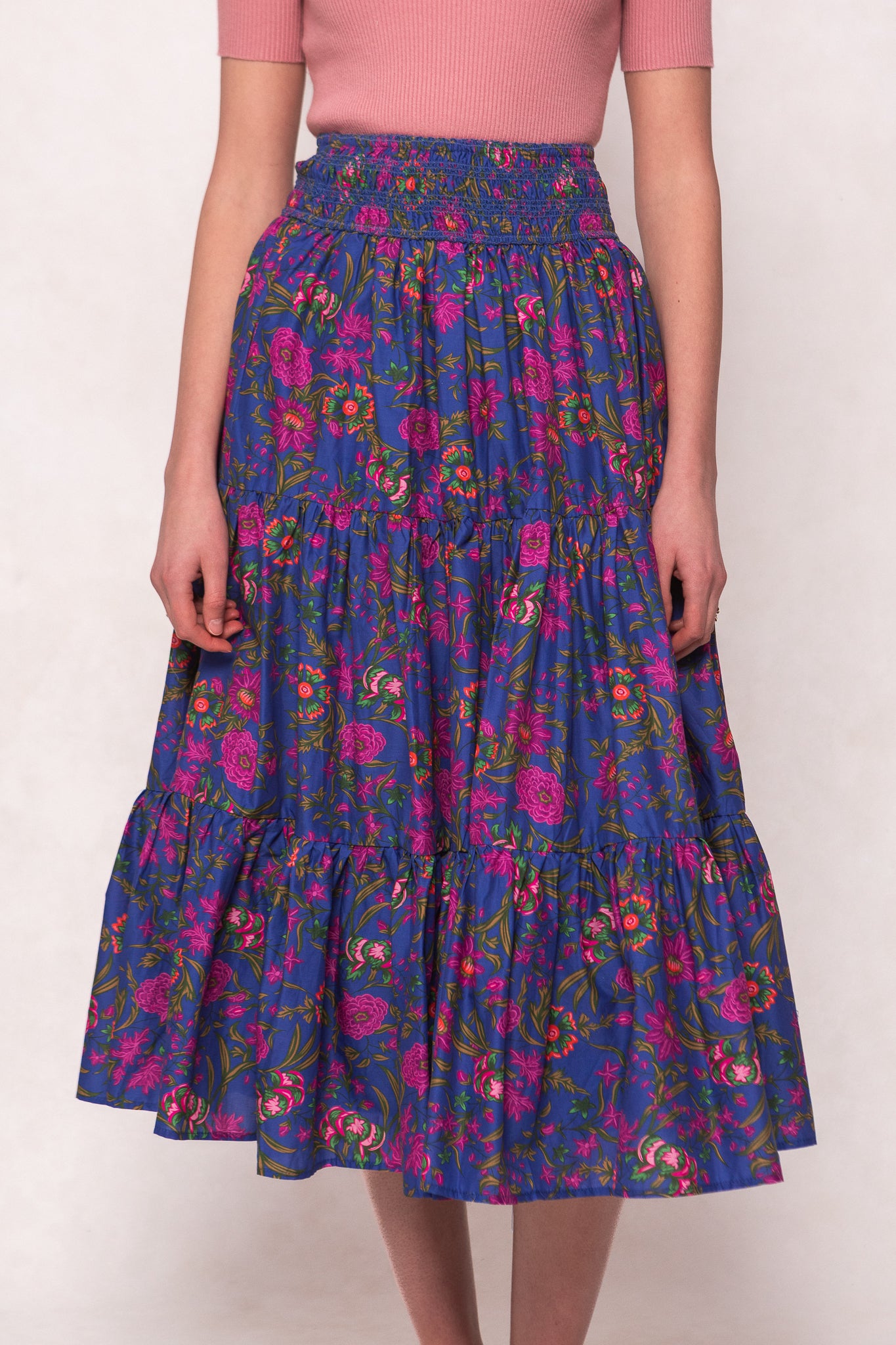 Zoey Skirt - Blue Multicolor Floral Print Women's Summer Dress | Perfect for Beach Vacation, Garden Party & Casual Outings