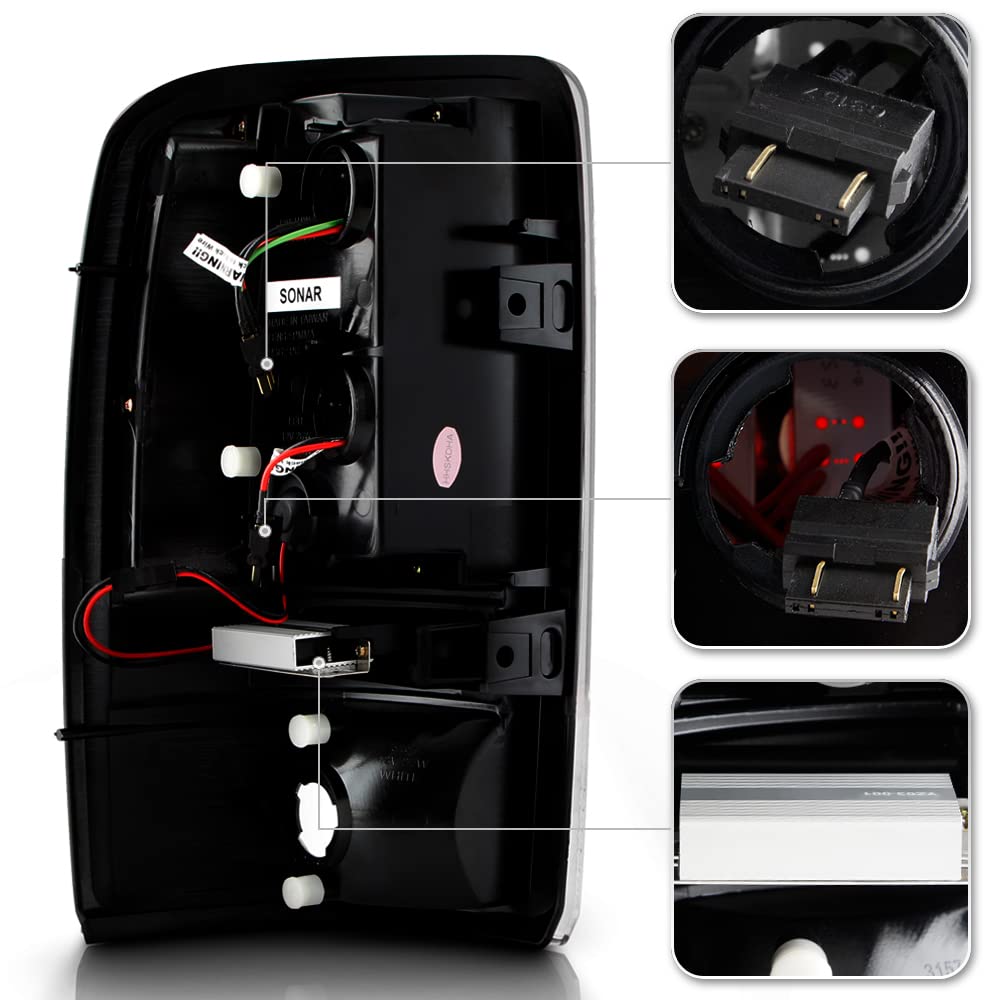 ACANII Black LED Tail Lights Brake Lamps Pair - Replacement for 2000-2006 Chevy Suburban Tahoe GMC Yukon - Enhanced Visibility & Style for Night Driving & Off-Road Adventures