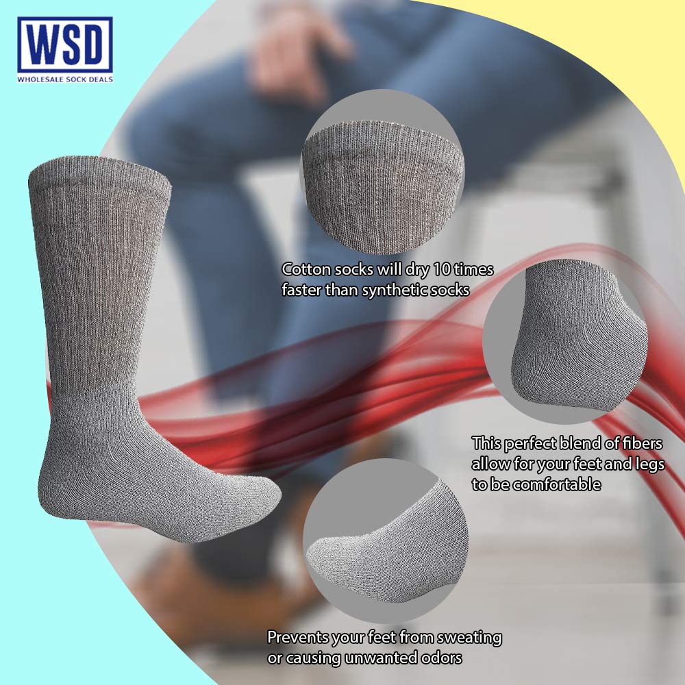 12 Pairs Men's Crew Socks Bulk Pack - Soft Cotton Comfort Socks for Men (Size 10-13) - Perfect for Work, Sports & Everyday Wear
