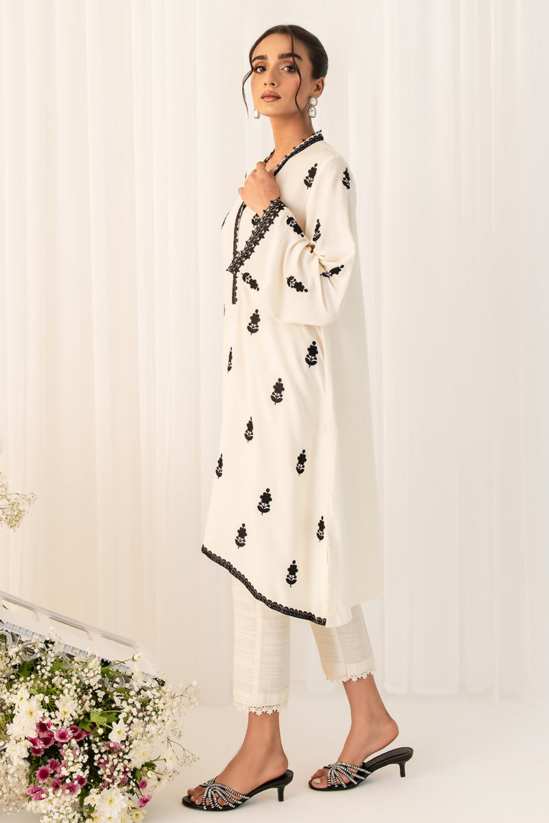 IVORY CHARM EMBROIDERED SHIRT - Elegant Women's Blouse with Floral Embroidery | Perfect for Casual Wear, Office Outfits & Special Occasions