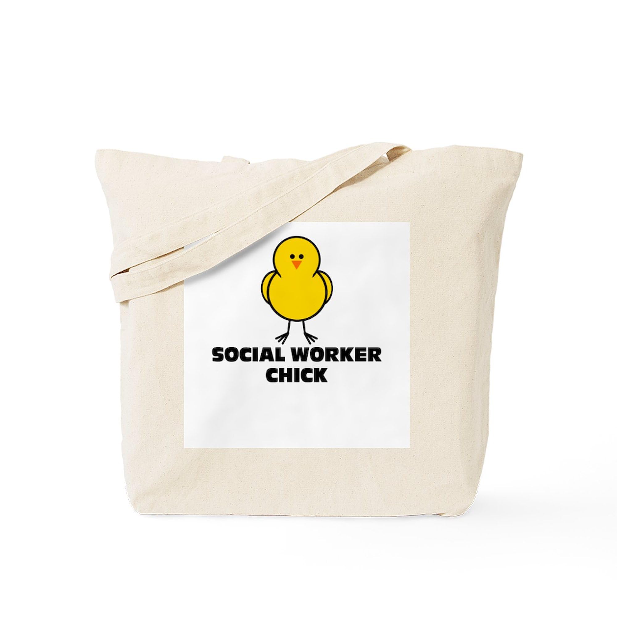 Social Worker Chick Tote Bag - Natural Canvas Reusable Shopping Tote for Professionals - Perfect for Work, Groceries & Everyday Use