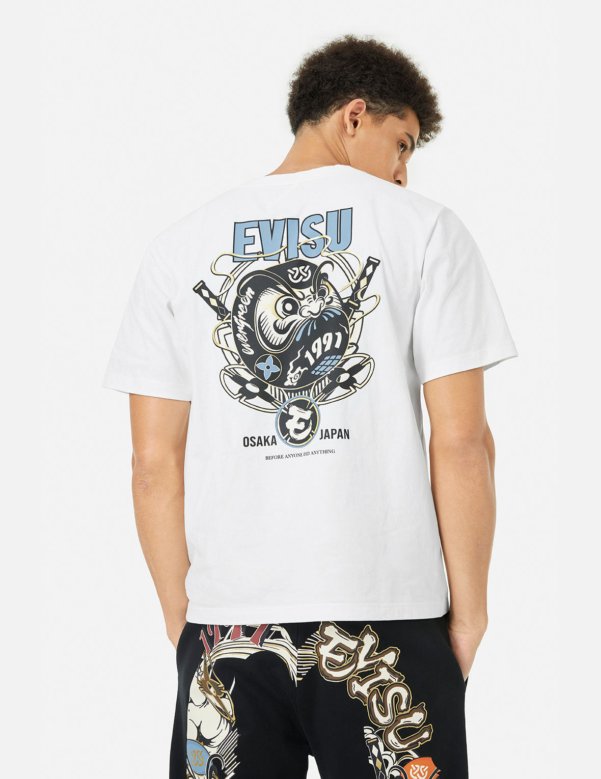 Ninja Daruma & Logo Print Regular Fit T-Shirt for Men - Casual Streetwear & Anime Fashion