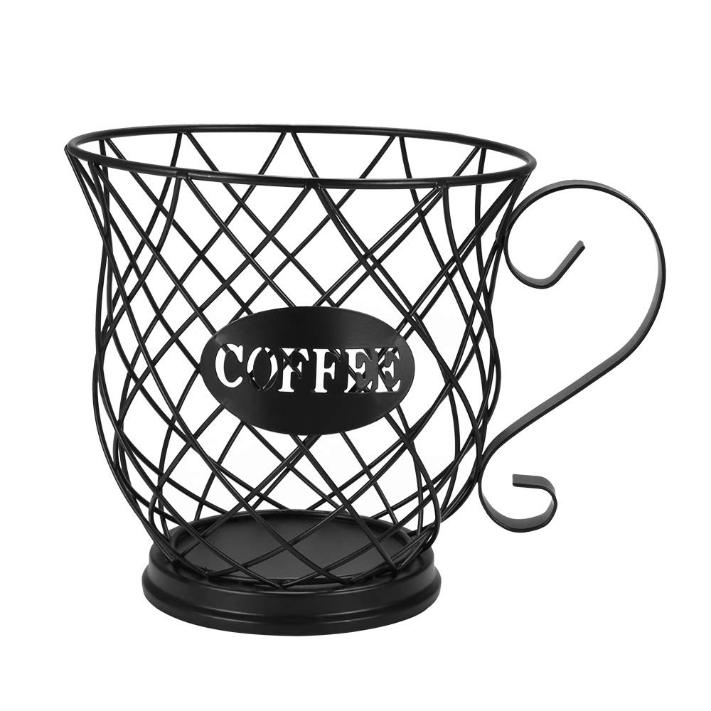 Vintage Black Coffee Pod Holder - Large Capacity Universal K Cup Storage Basket for Keurig & Nespresso Capsules - Countertop Organizer for Home, Cafe & Hotel Use - Perfect for Kitchen, Office & Coffee Station