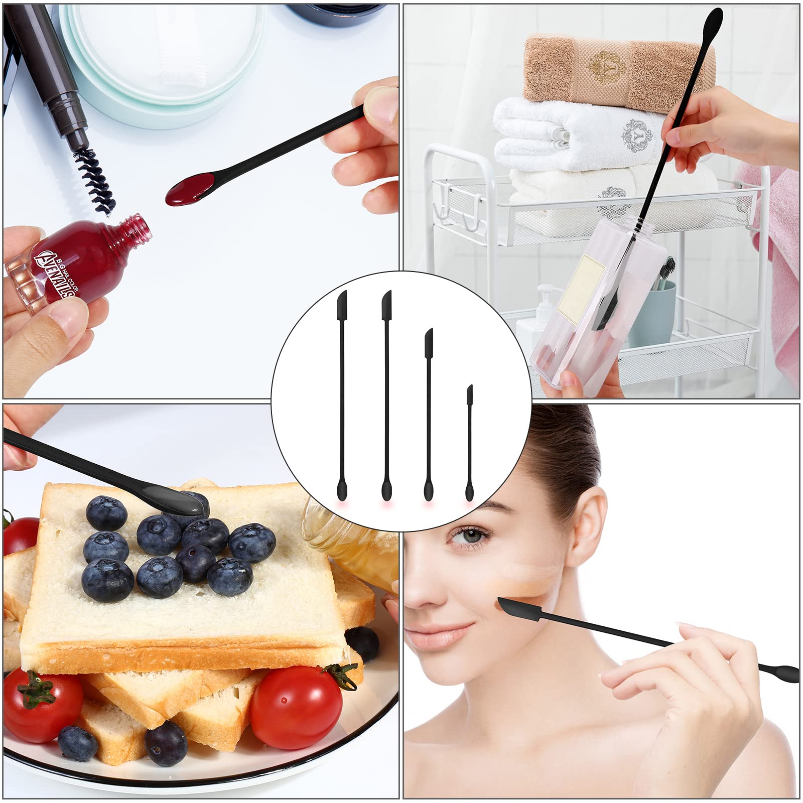 Mini Silicone Makeup Spatula - Black Cosmetic Jar Scraper Tool for Getting Every Last Drop of Foundation, Cream & Skincare - Perfect for Travel, Home & Professional Makeup Kits