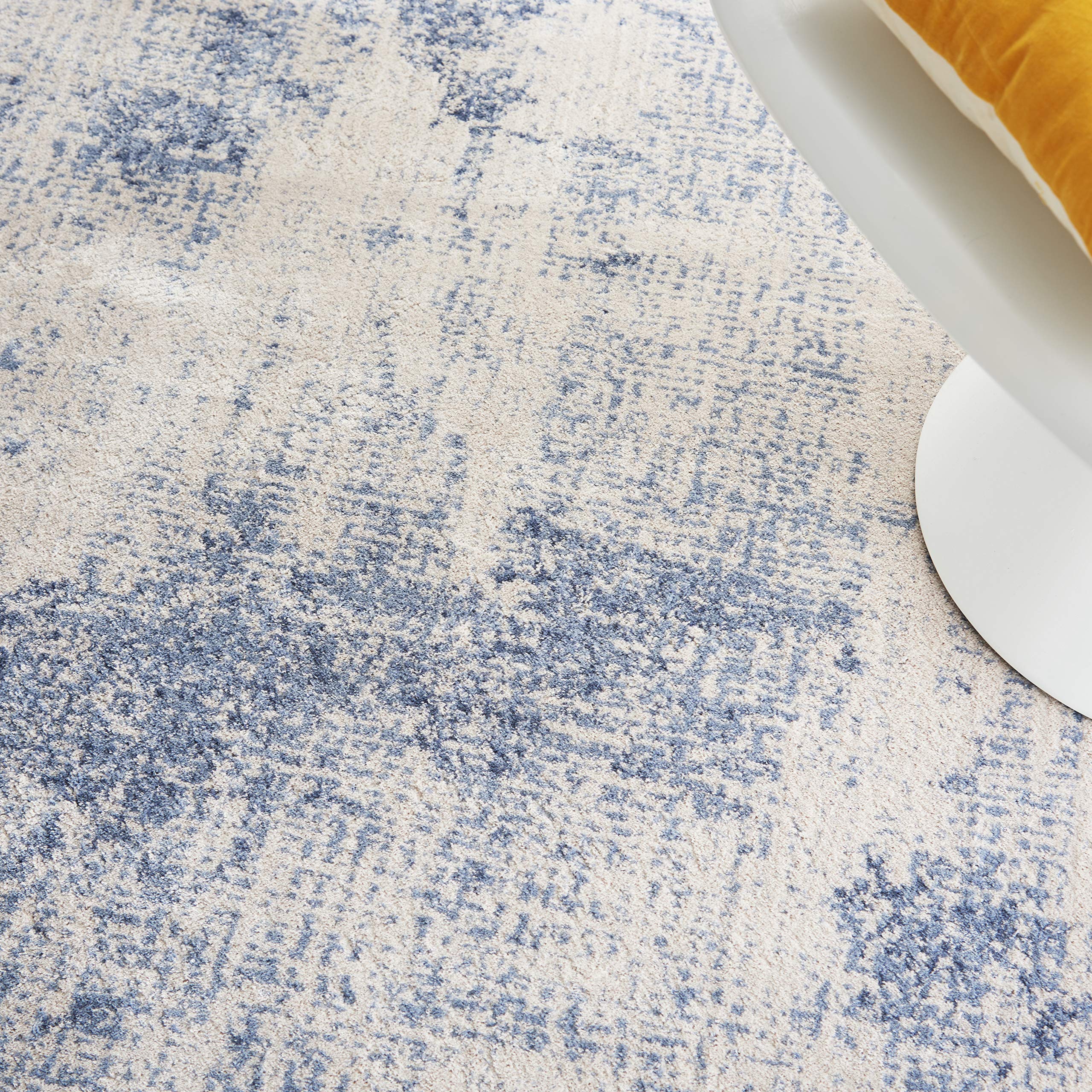 Nourison Sleek Textures Abstract Ivory/Blue 5'3