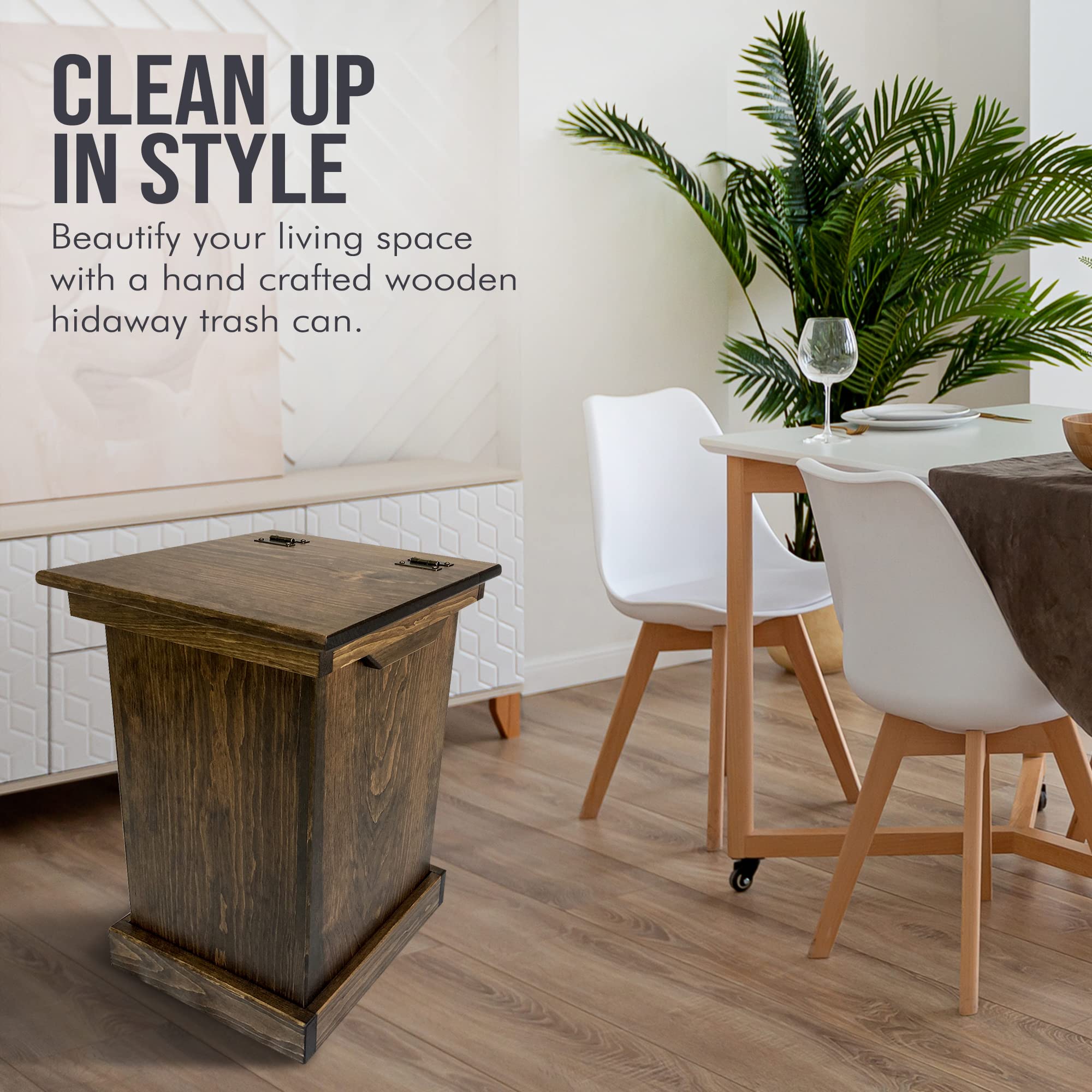 Amish-Made Wooden Hidden Trash Can Cabinet - Handcrafted Walnut Waste Bin Storage with Concealed Design | Stylish Kitchen Garbage Can for Home, Office & Restaurant Use