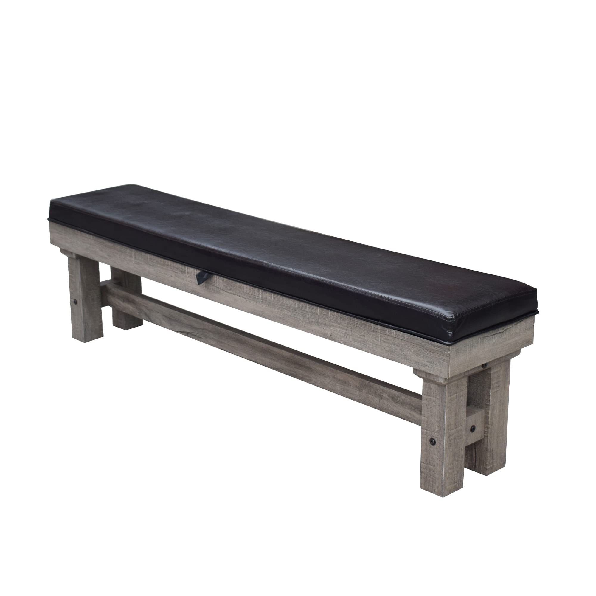 Hathaway Logan 7-Foot Pool Table Combo Set with Benches - Rustic Gray with Blue Felt, Barnwood Style for Game Rooms and Man Caves