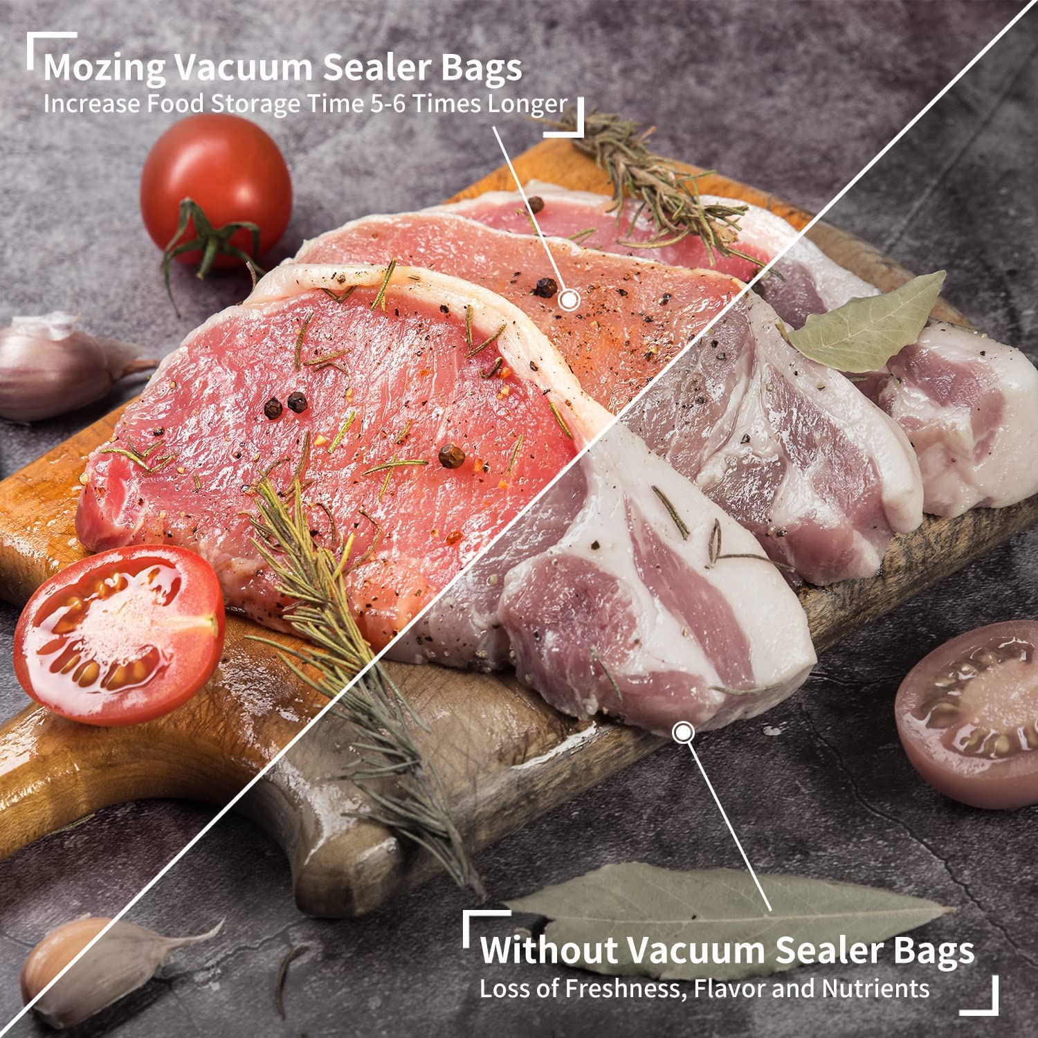 Commercial Grade Vacuum Sealer Bags - 5 Pack Food Storage Rolls (5.9
