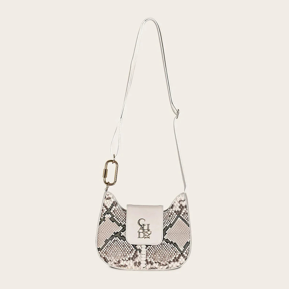 BOD88PI Women's Cuadra White Fashion Python Crossbody Bag - Stylish & Trendy Purse for Everyday Use, Parties & Special Occasions