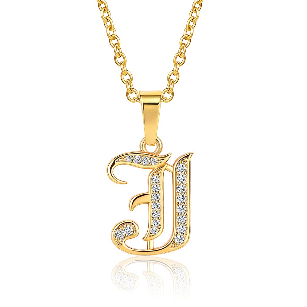 Personalized Old English Initial Necklace for Women - 18K Gold Plated A-Z Letter Pendant, Bridesmaid Gift, Birthday Present for Her - Perfect for Weddings, Anniversaries & Special Occasions