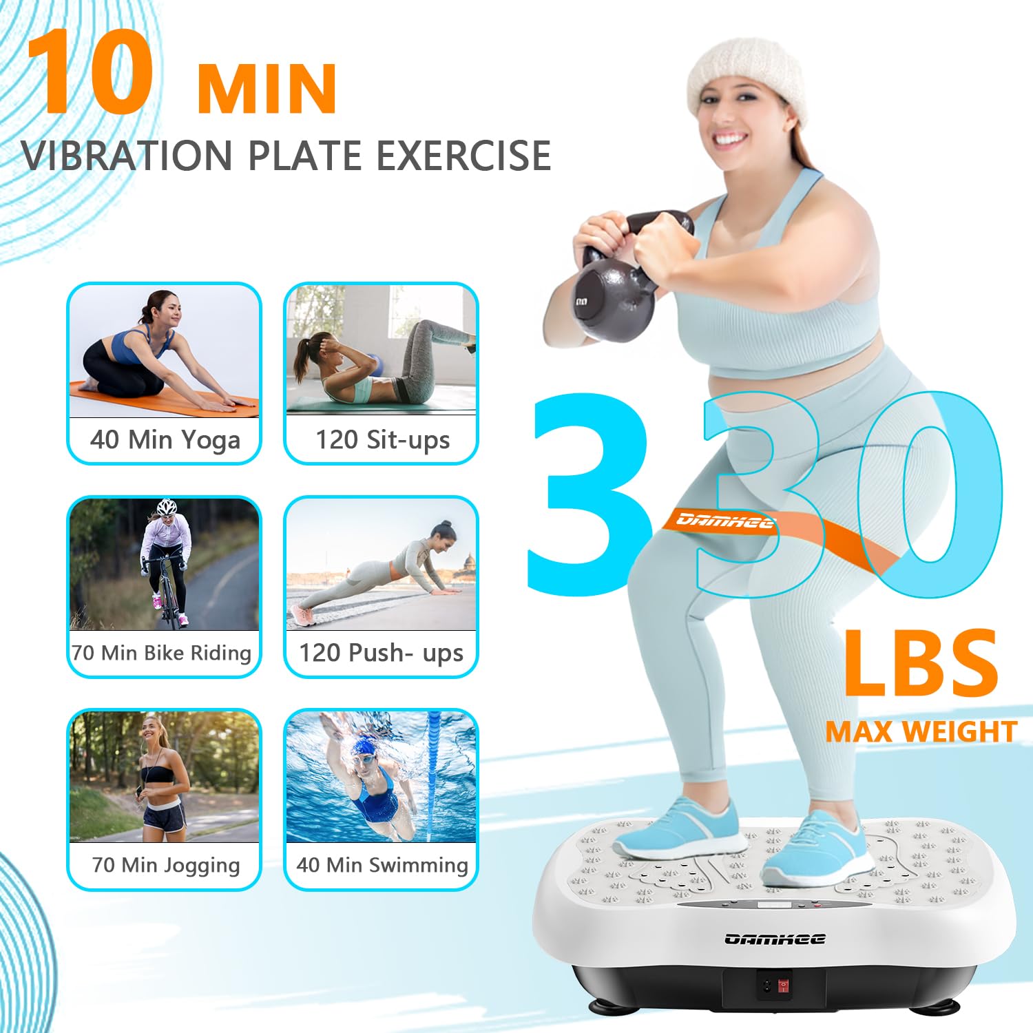 **Vibration Plate Exercise Machine for Weight Loss & Full Body Workout - 120 Adjustable Speeds, 330 Lbs Capacity - Power Vibrating Platform for Home Gym, Lymphatic Drainage & Muscle Recovery**    *(Ideal for Home Fitness, Weight Management, Toning, Circulation Boost & Relaxation)*