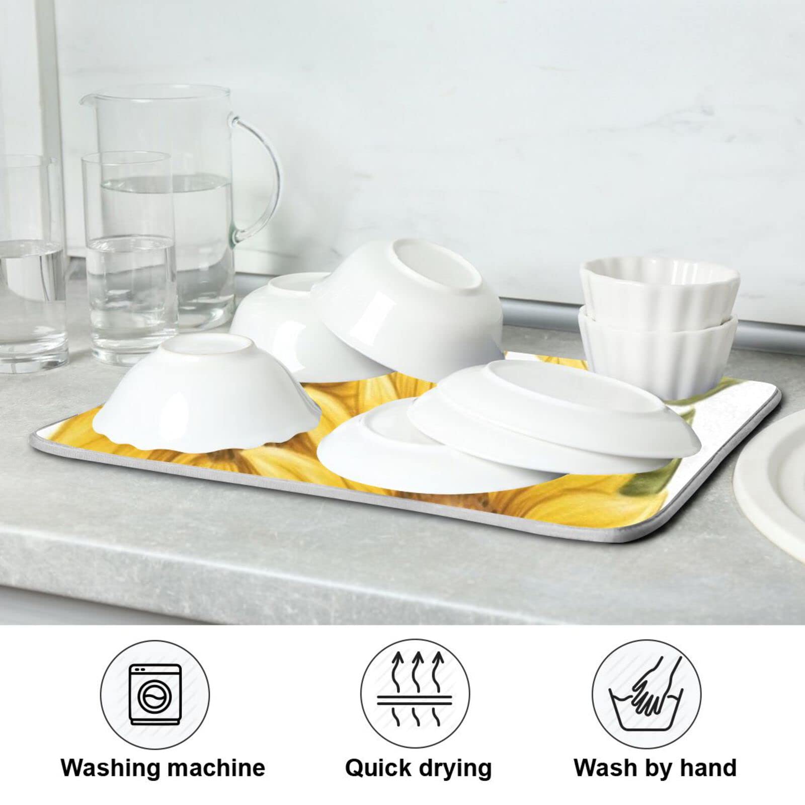 Premium Absorbent Reversible Microfiber Dish Drying Mat - 18