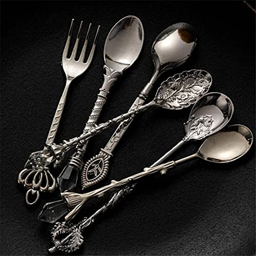 6-Piece Vintage Gold Carved Fruit Dessert Forks - Royal Style Mini Spoons for Coffee, Snacks, Desserts - Elegant Tea Party & Kitchen Serving Utensils