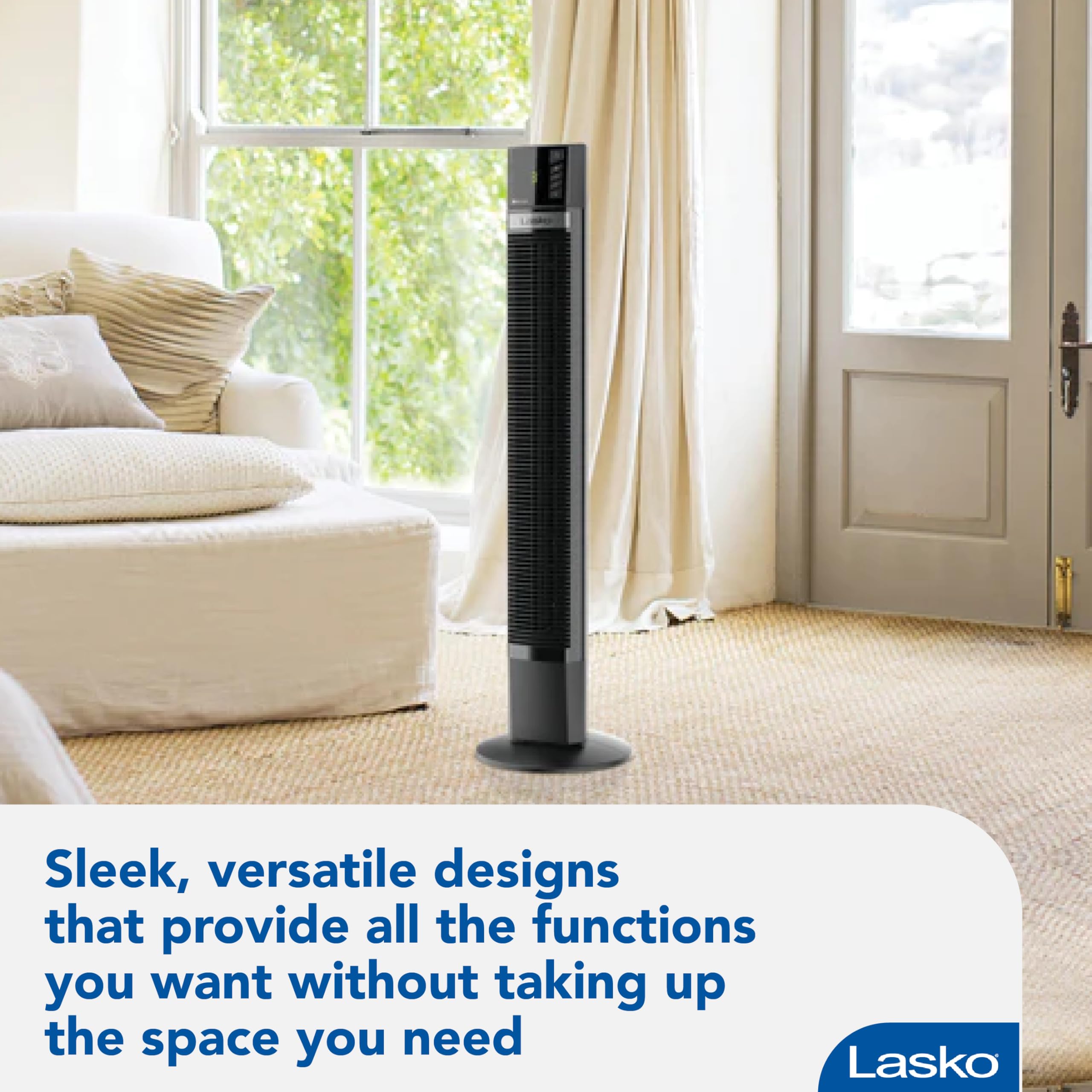 Lasko XtraAir 48-Inch Tower Fan with Remote Control - Quiet Oscillating Air Circulator with Ionizer for Home, Bedroom, Office - 2 Pack - Perfect for Cooling Large Rooms and Improving Air Quality