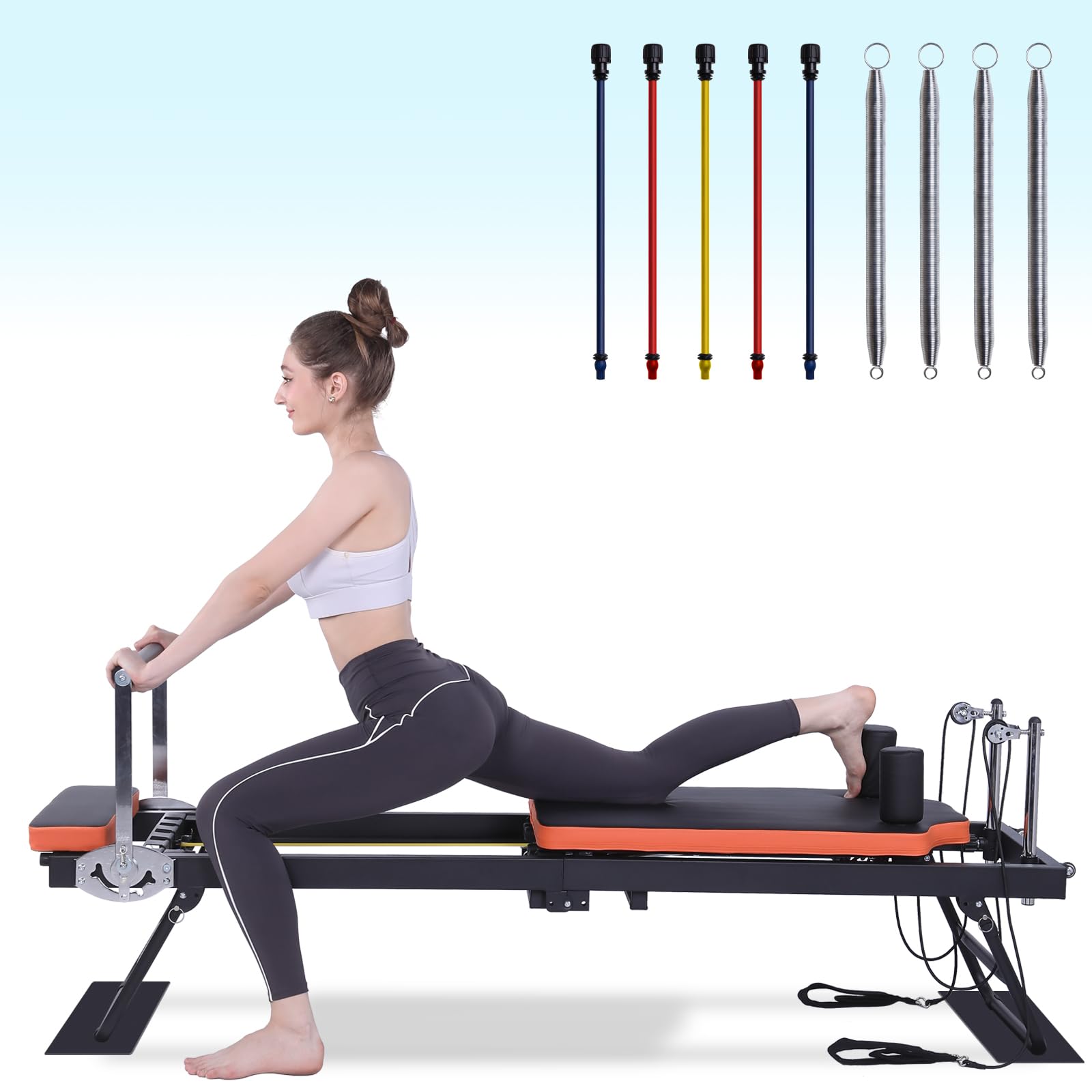 Foldable Pilates Reformer Machine for Home & Gym - Durable Equipment for Beginners & Advanced Users, Supports Up to 250 lbs - Perfect for Full-Body Workouts, Strength Training & Rehabilitation Exercises