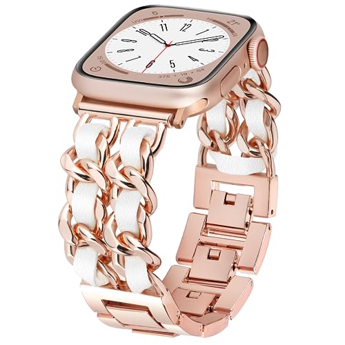 Rose Gold/White Leather