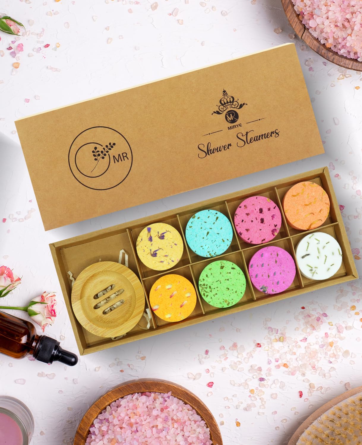 8 Pack Aromatherapy Shower Steamers with Natural Essential Oils - Relaxing Shower Bombs for Home Spa, Stress Relief & Self Care - Perfect Birthday Gifts for Women, Men & Mom - Includes Tray - Ideal for Bathroom Relaxation, Mother's Day Presents & Home Wellness