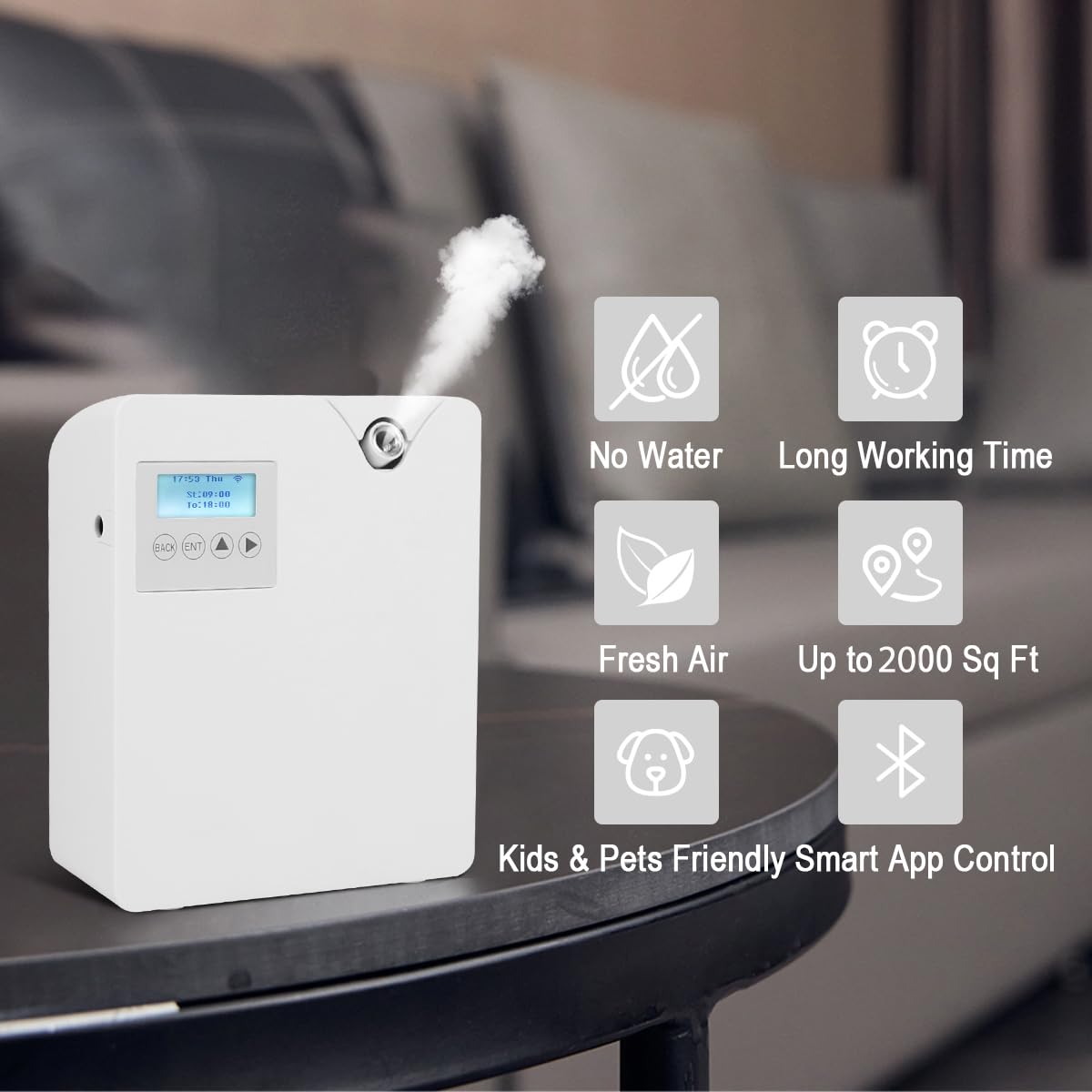 Smart Scent Air Diffuser for Home & Office - 300ml Bluetooth WiFi Essential Oil Diffuser with Cold Air Technology, Large Room Aromatherapy Device, Hotel HVAC Scent Machine (White) - Perfect for Relaxation, Spa, Yoga and Creating Fresh Atmosphere