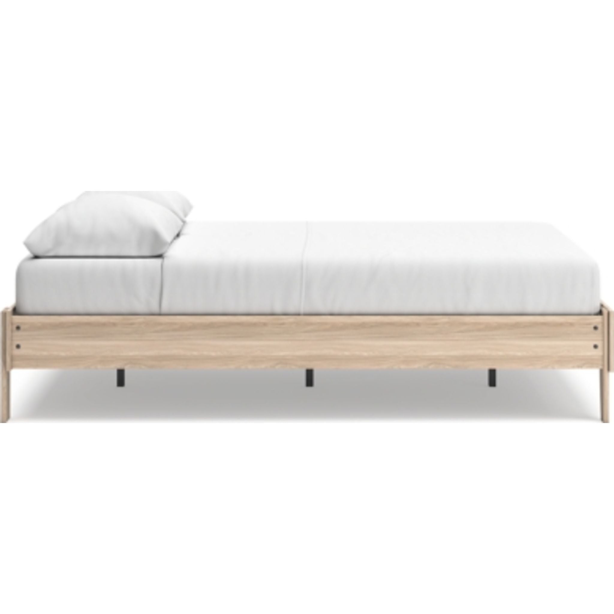 Battelle Queen Size Platform Bed Frame with Headboard - Tan Wooden Finish for Modern Bedroom Decor