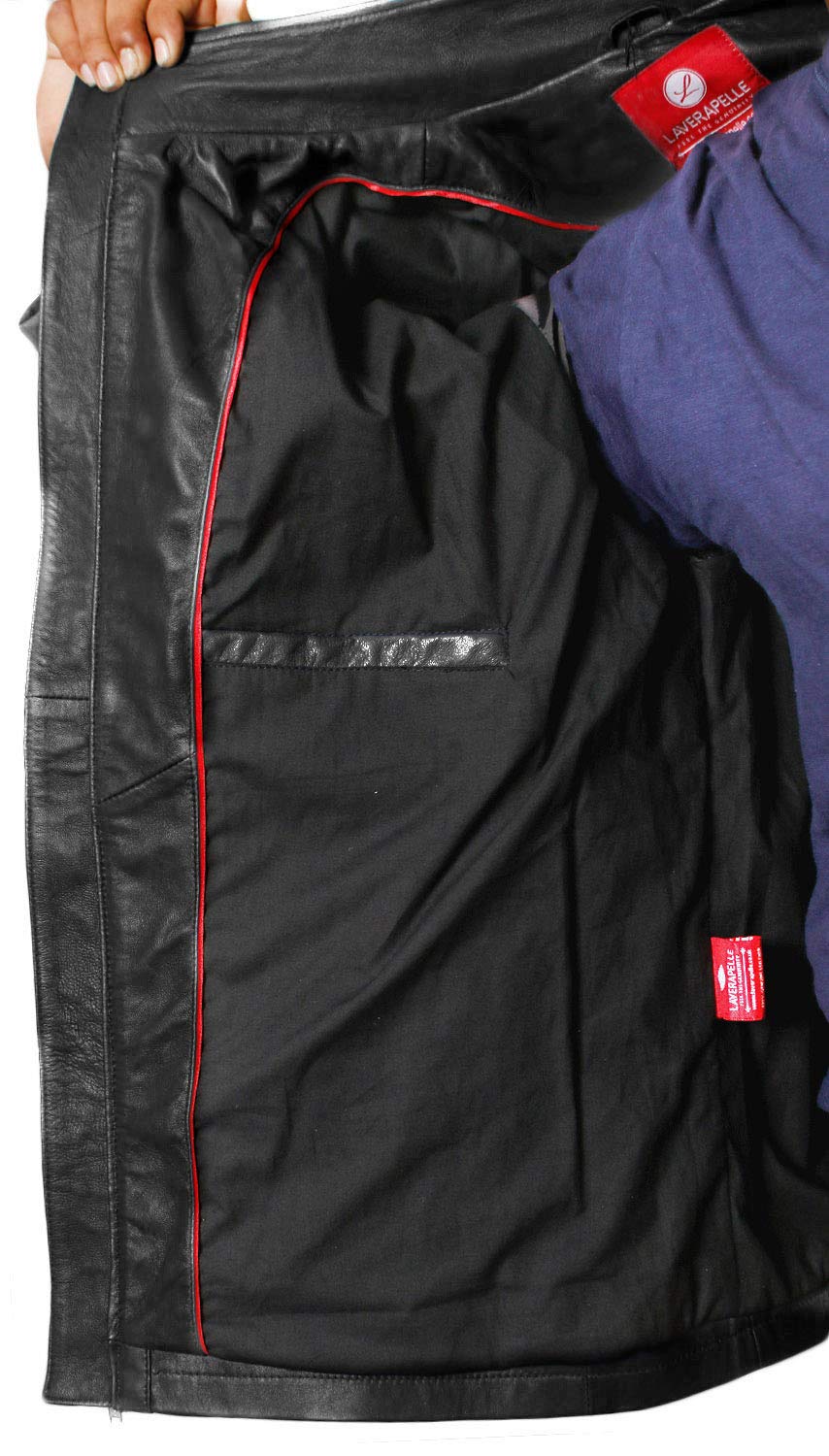 Laverapelle Men's Genuine Lambskin Leather Jacket - Black Quilted Block Design (Model 2001046) | Premium Biker Jacket for Motorcycle Riding & Casual Wear