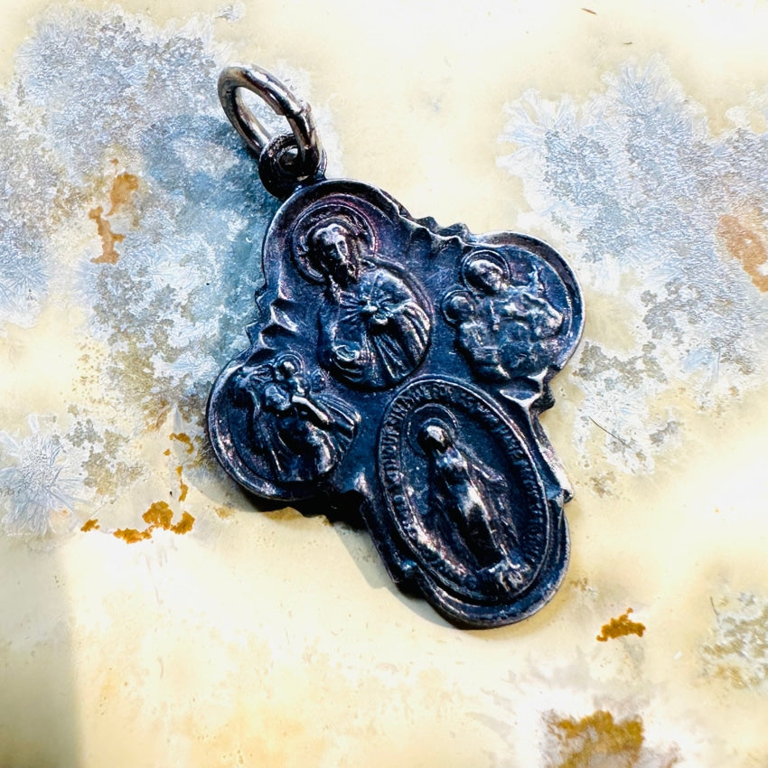 Vintage Sterling Silver 4-Way Cross Pendant Charm - Antique Religious Jewelry for Necklace, Bracelet & Gifts - Perfect for Church, Weddings & Everyday Wear