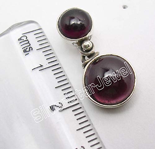 925 Sterling Silver Garnet January Birthstone Stud Earrings 0.9