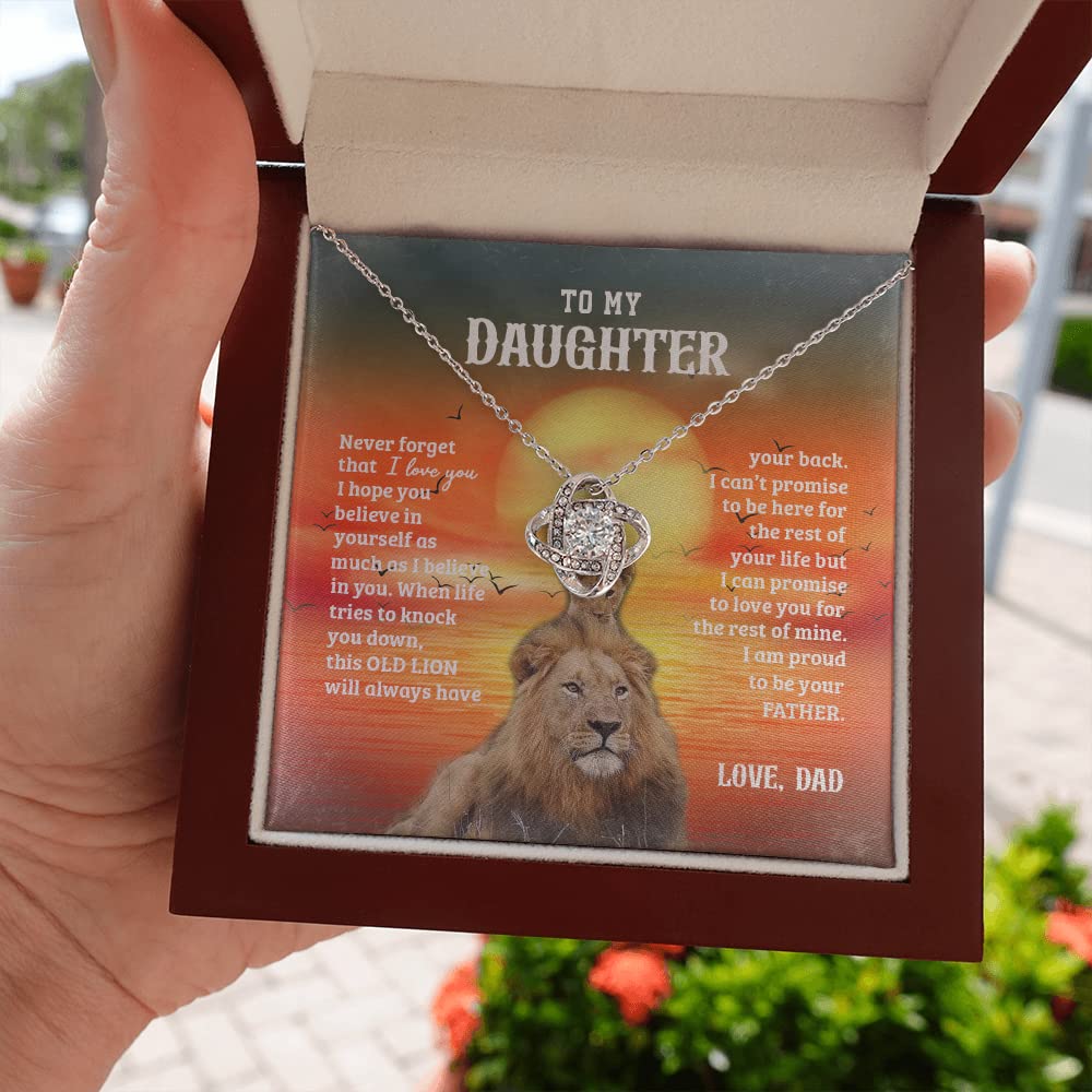 Lion Dad and Daughter Necklace - Father Daughter Gift, Love Knot Pendant for Birthday, Graduation & Special Occasions | Meaningful Jewelry from Dad to Daughter