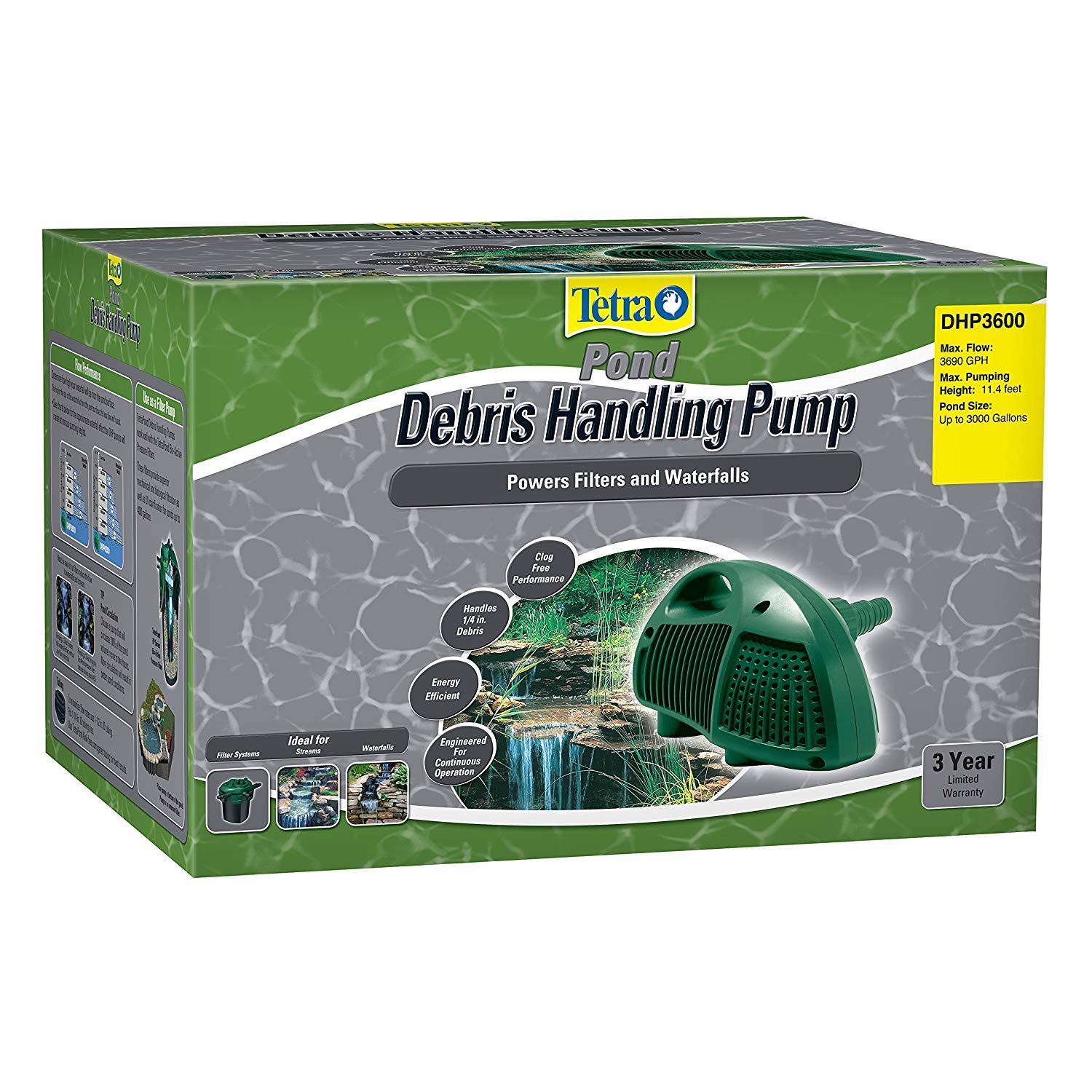 Tetra Pond Debris-Handling Pump - Energy Efficient UL Listed Submersible Water Pump for Ponds, Fountains & Outdoor Water Features